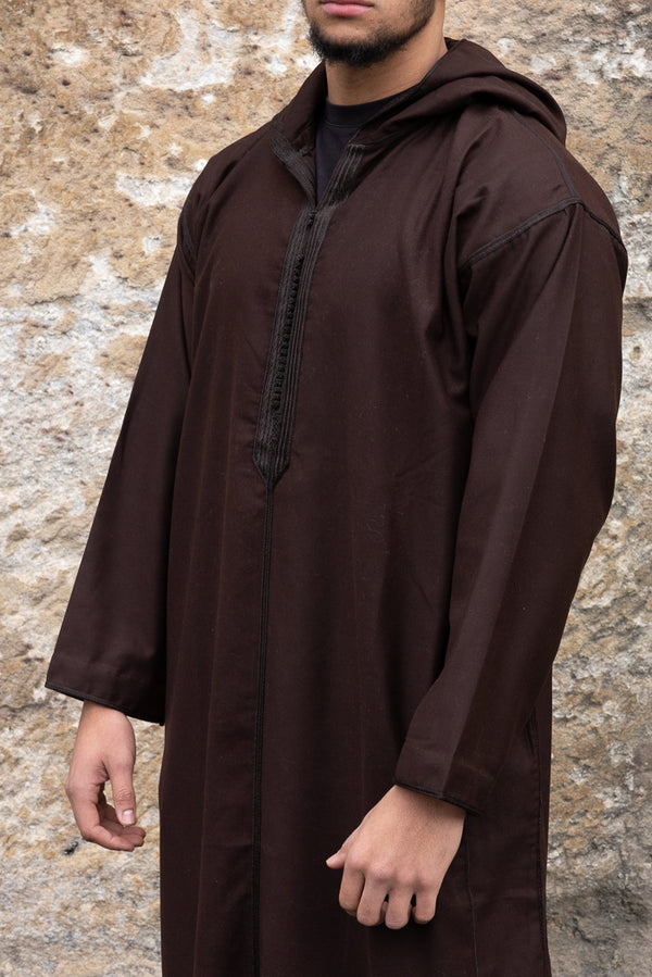 Moroccan Long Sleeve Winter Thobe - Brown