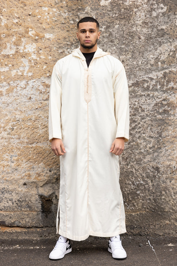Moroccan Long Sleeve Winter Thobe - Off White