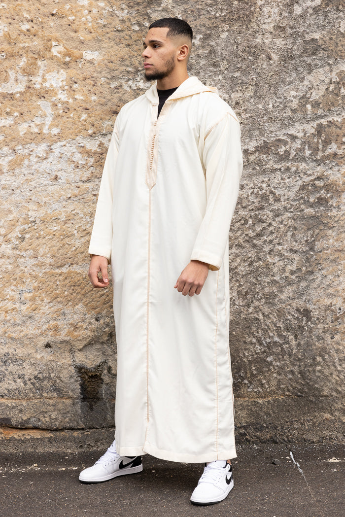 Moroccan Long Sleeve Winter Thobe - Off White