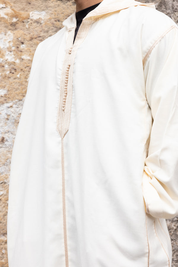 Moroccan Long Sleeve Winter Thobe - Off White