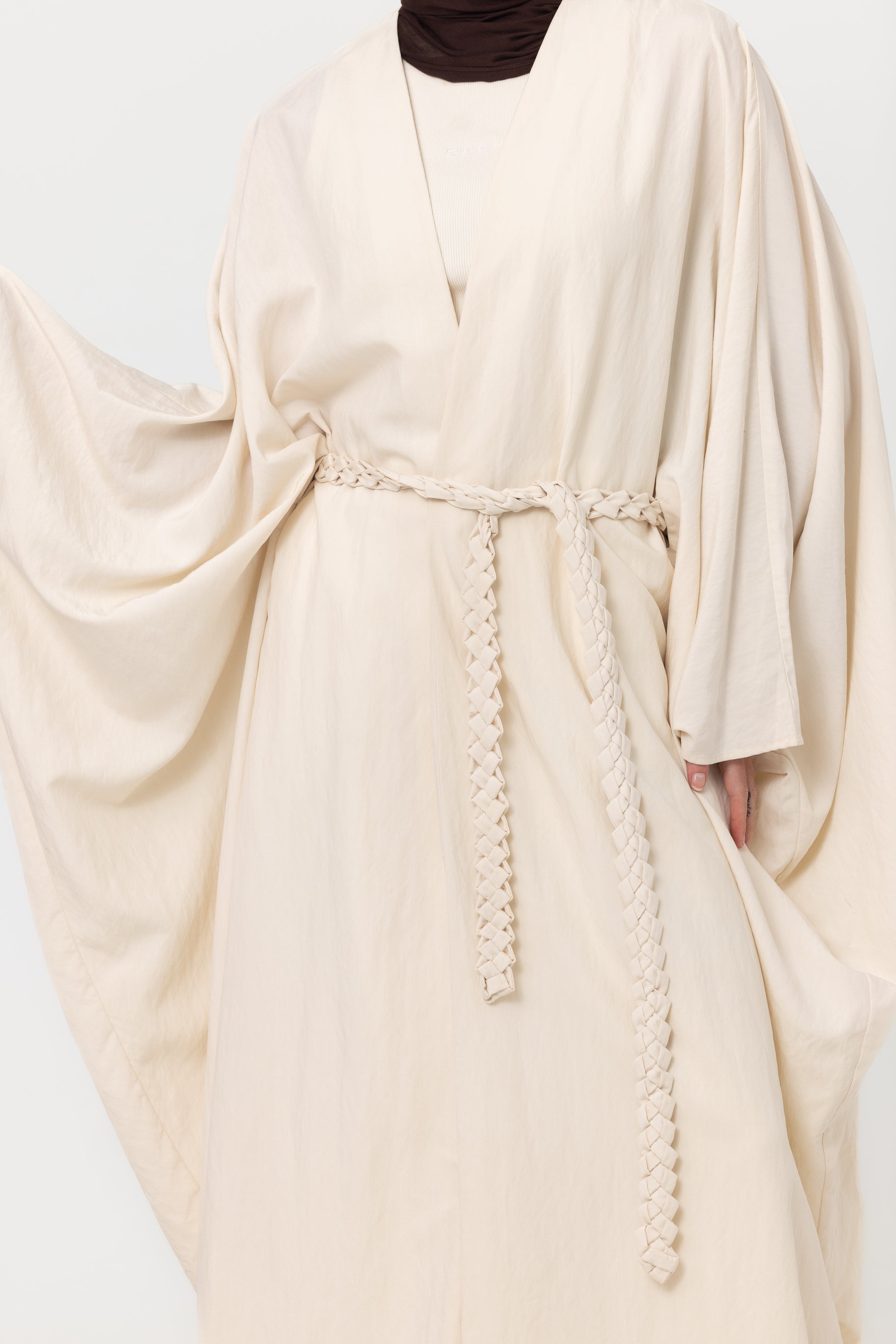 Noor Batwing Open Abaya - Pearl