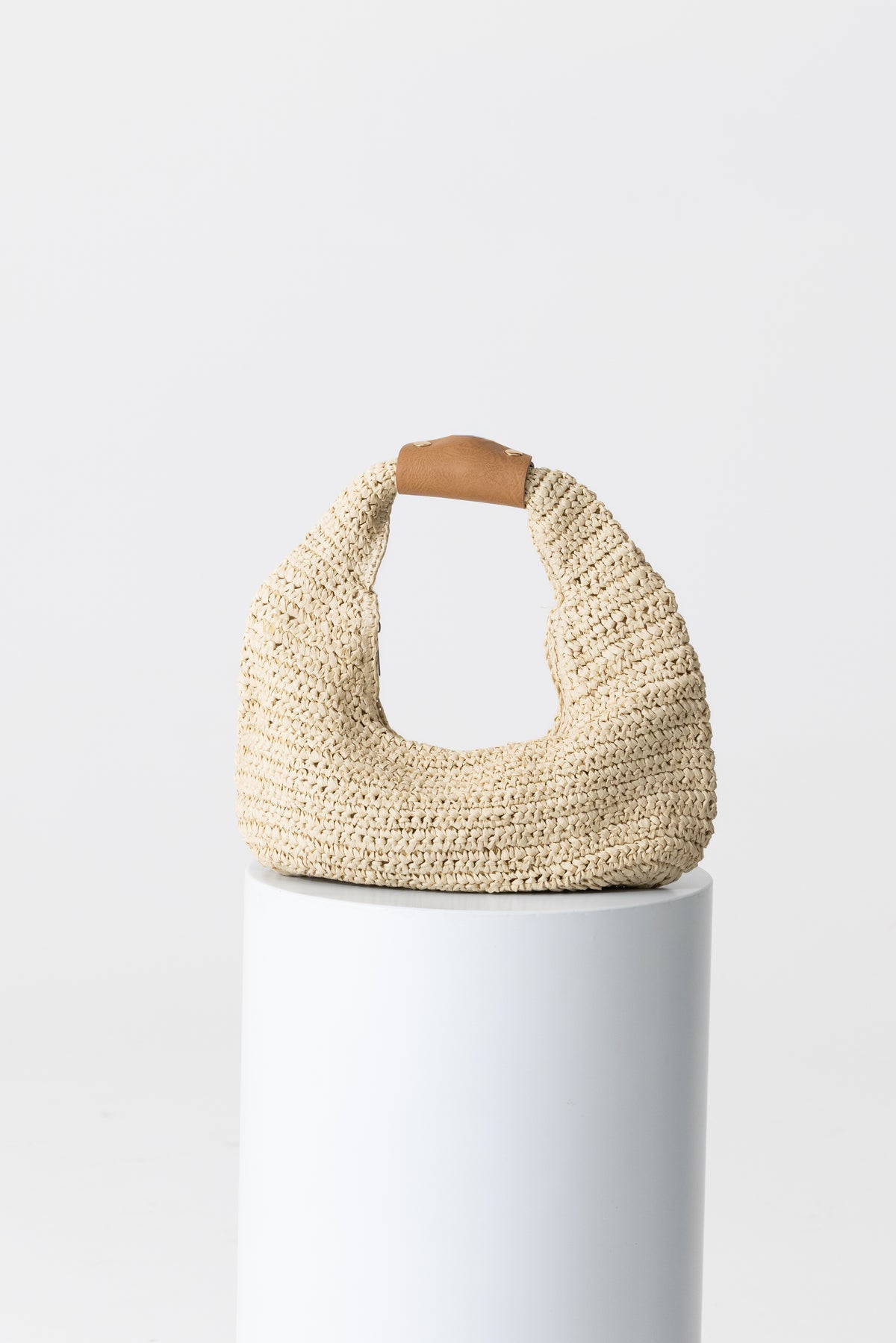 Woven Crescent Shoulder Bag - Natural