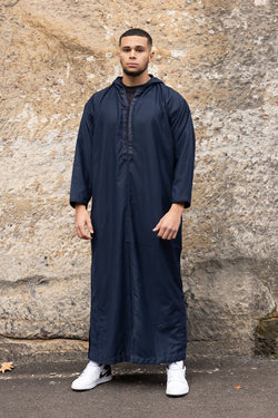 Moroccan Long Sleeve Winter Thobe - Navy