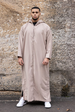 Moroccan Long Sleeve Winter Thobe - Beige