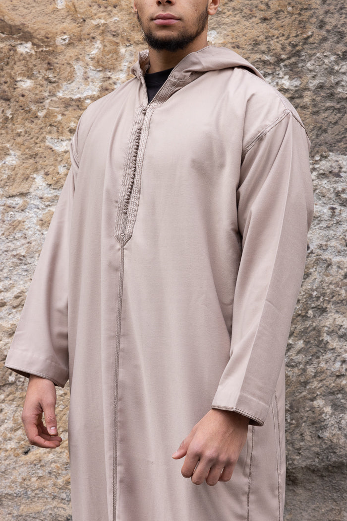 Moroccan Long Sleeve Winter Thobe - Beige