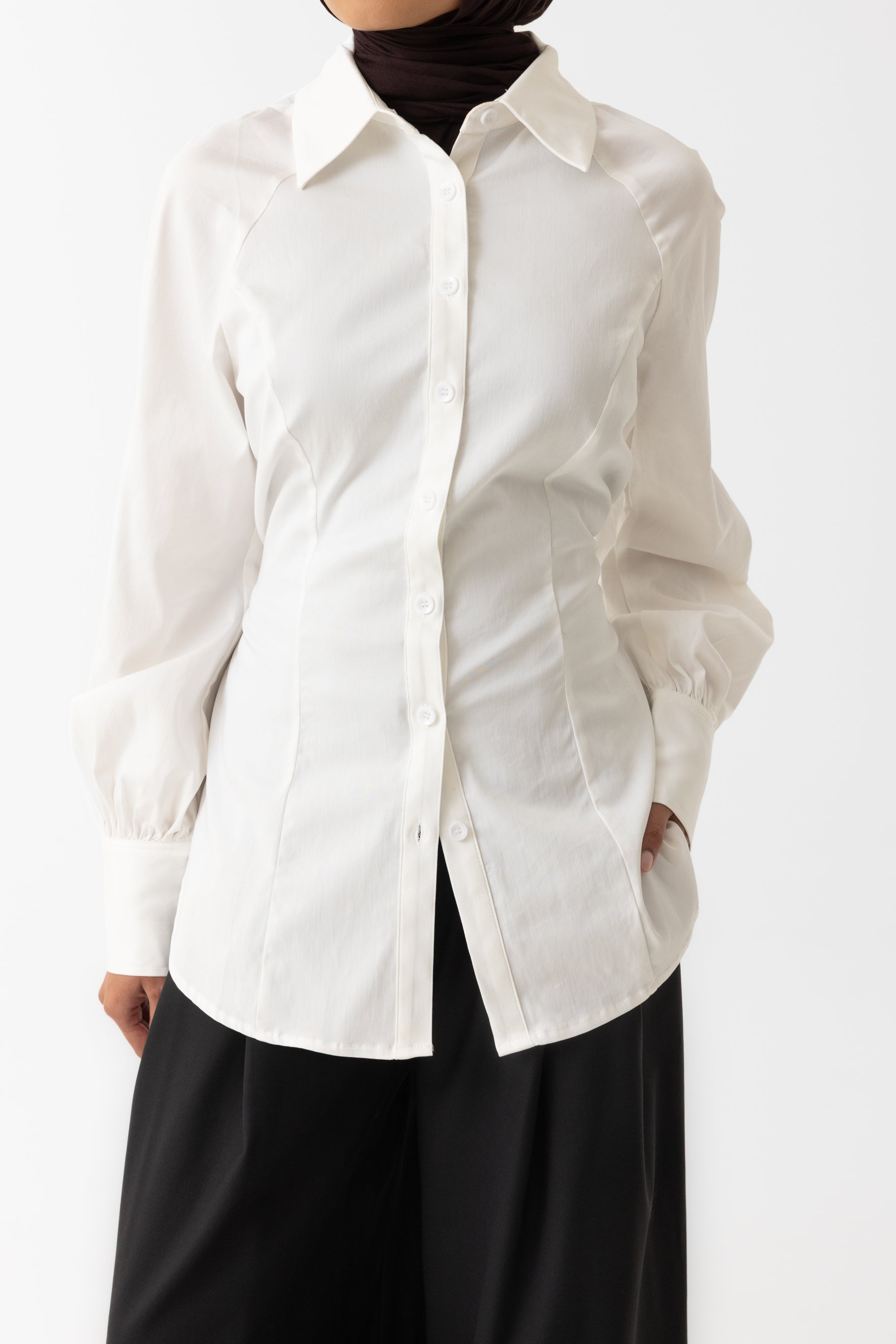 Nes Cinched Blouse - White