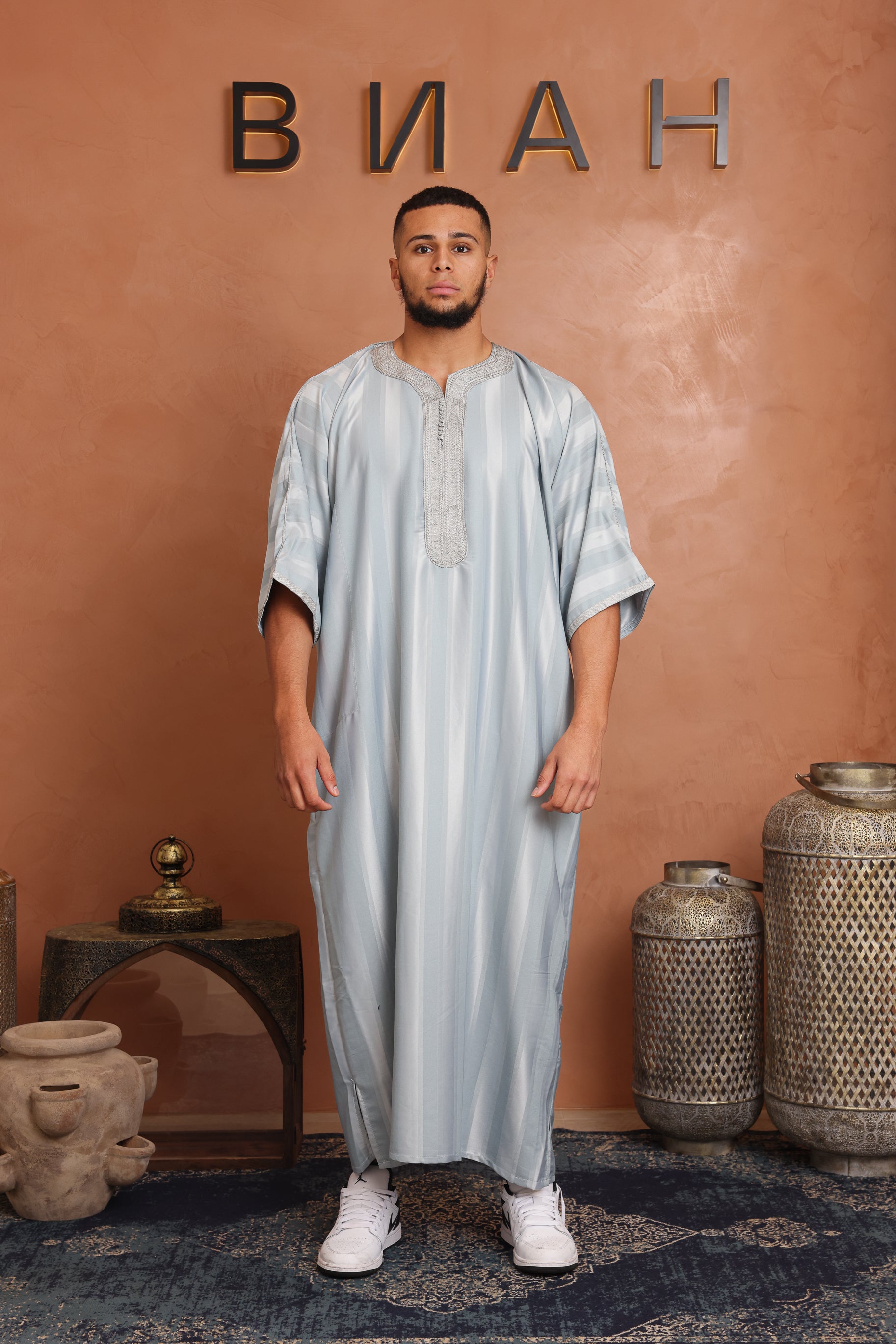 Jawhola Moroccan Thobe - 6 Light Grey