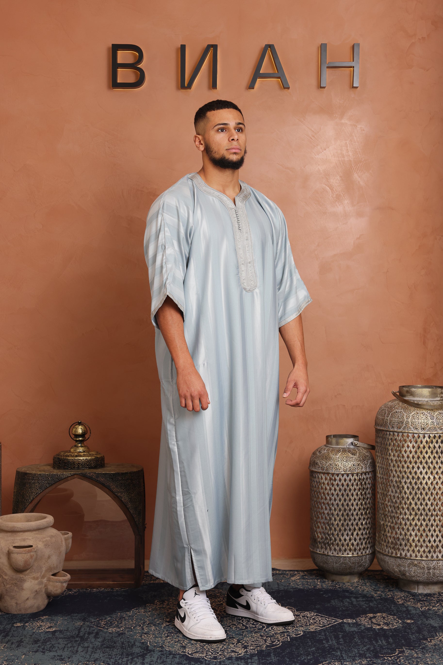 Jawhola Moroccan Thobe - 6 Light Grey