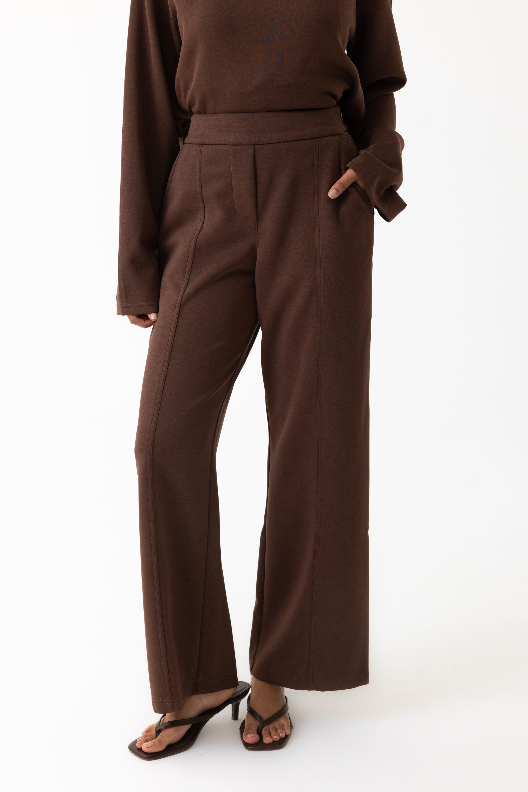 Comfort Wide Leg Pants - Espresso