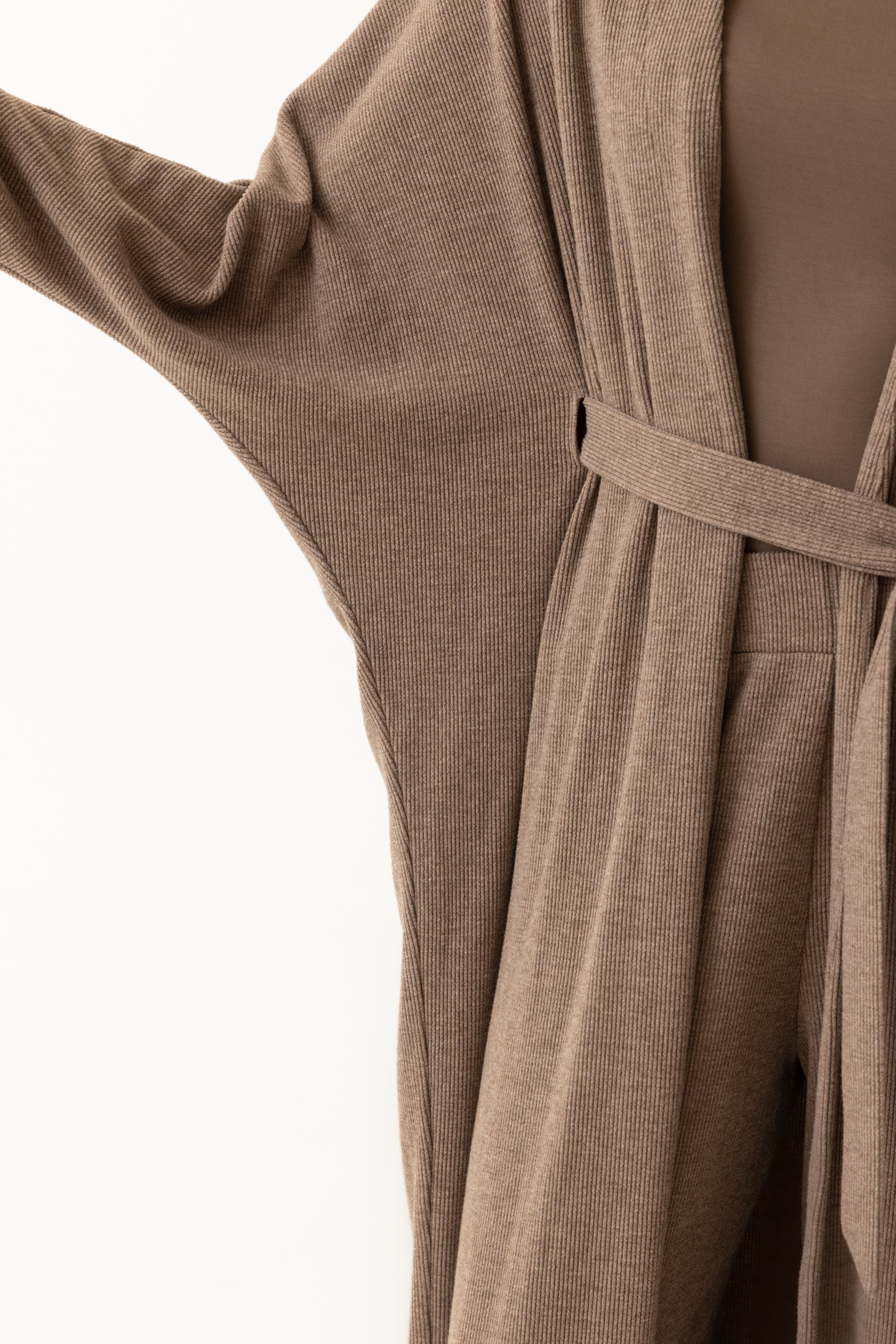Rib Knit Batwing Abaya - Taupe