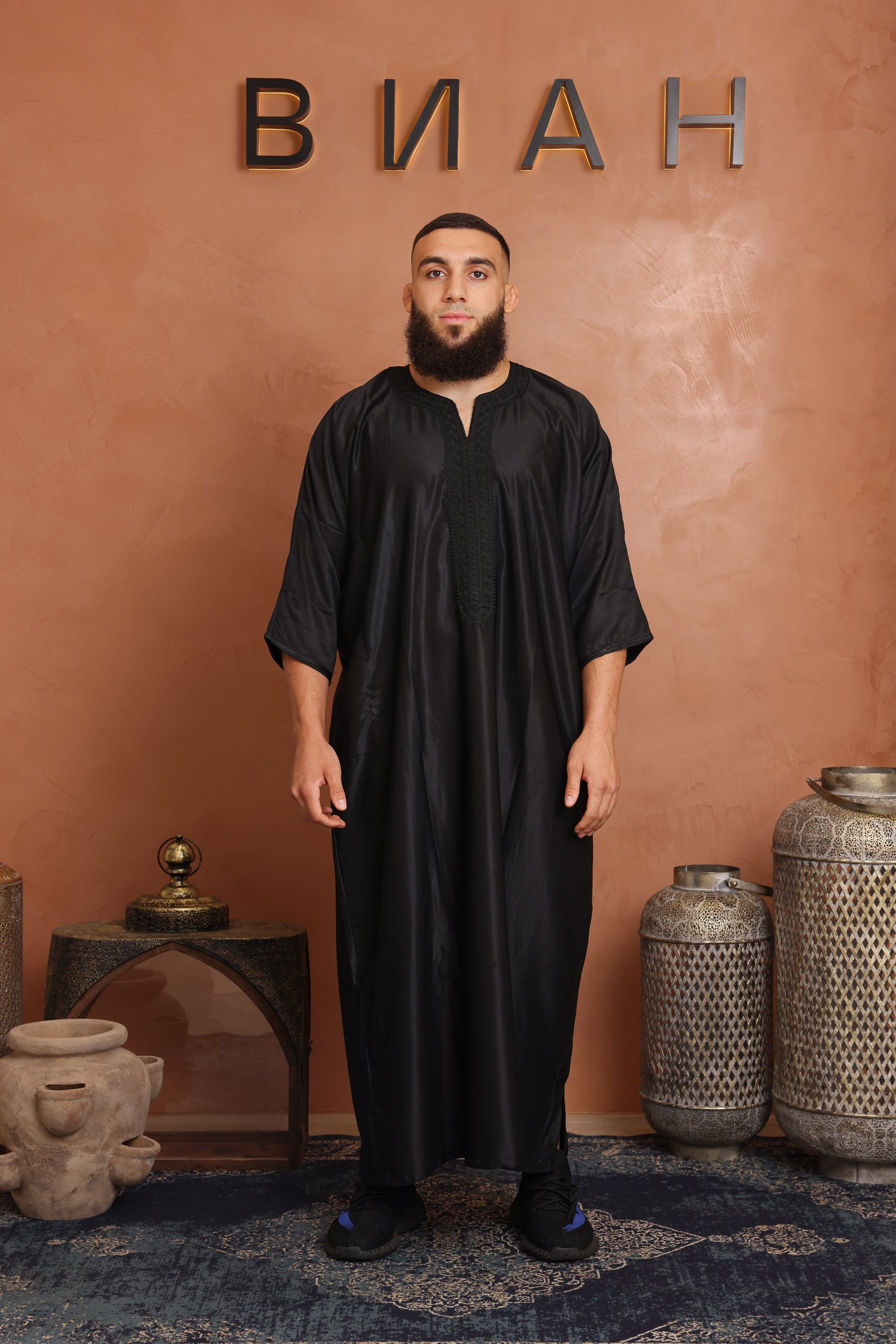 Gabardine Moroccan Thobe - 13 Black