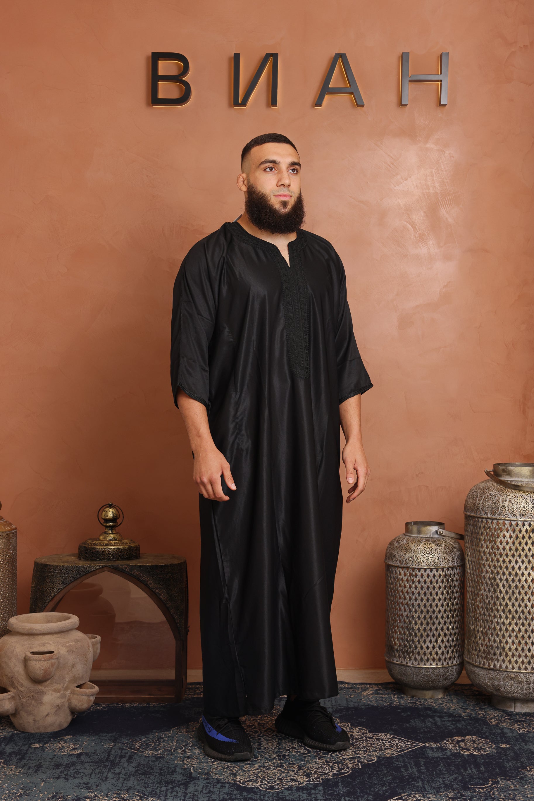 Gabardine Moroccan Thobe - 13 Black