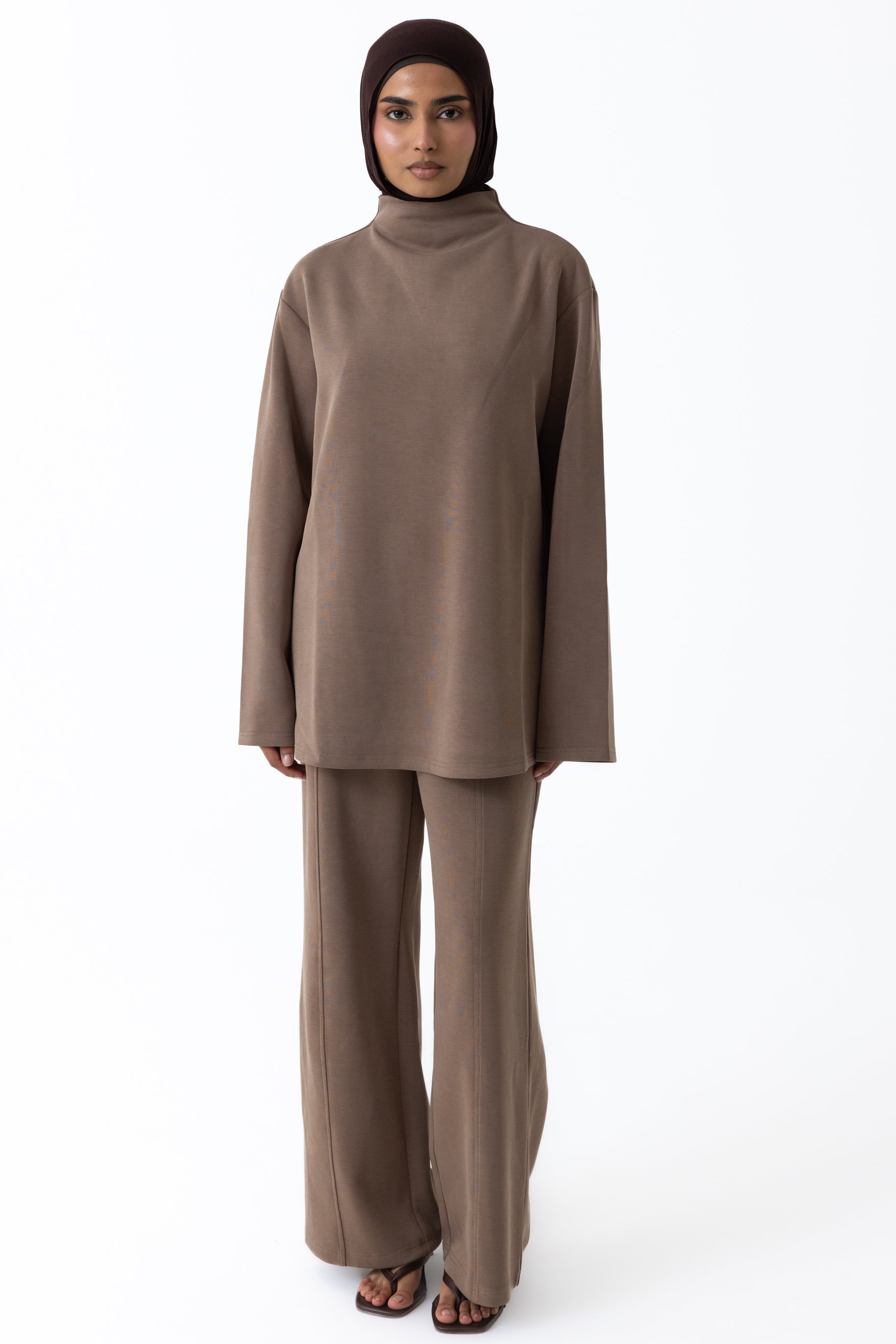 Comfort High Neck Top - Taupe