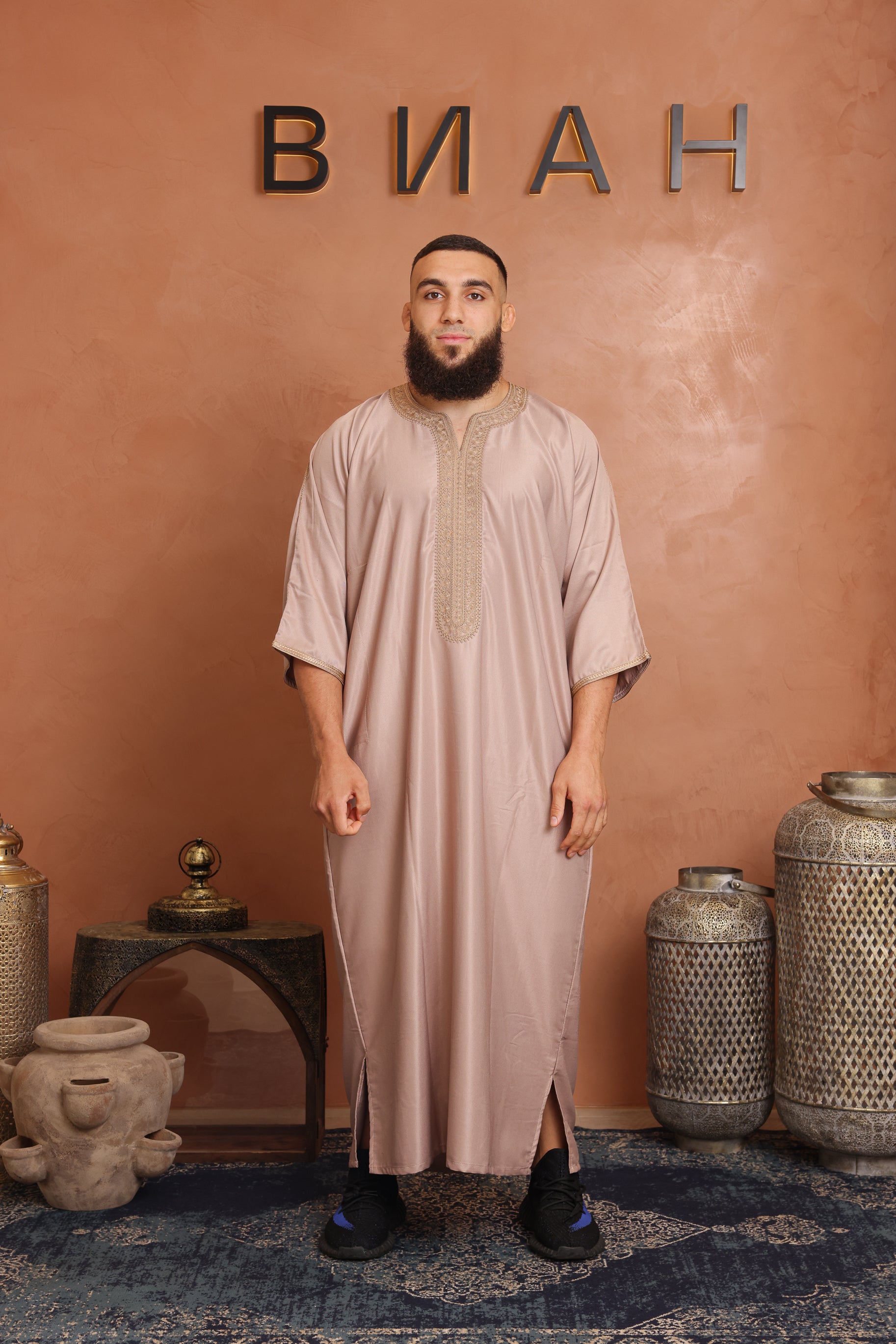 Gabardine Moroccan Thobe - 2 Beige