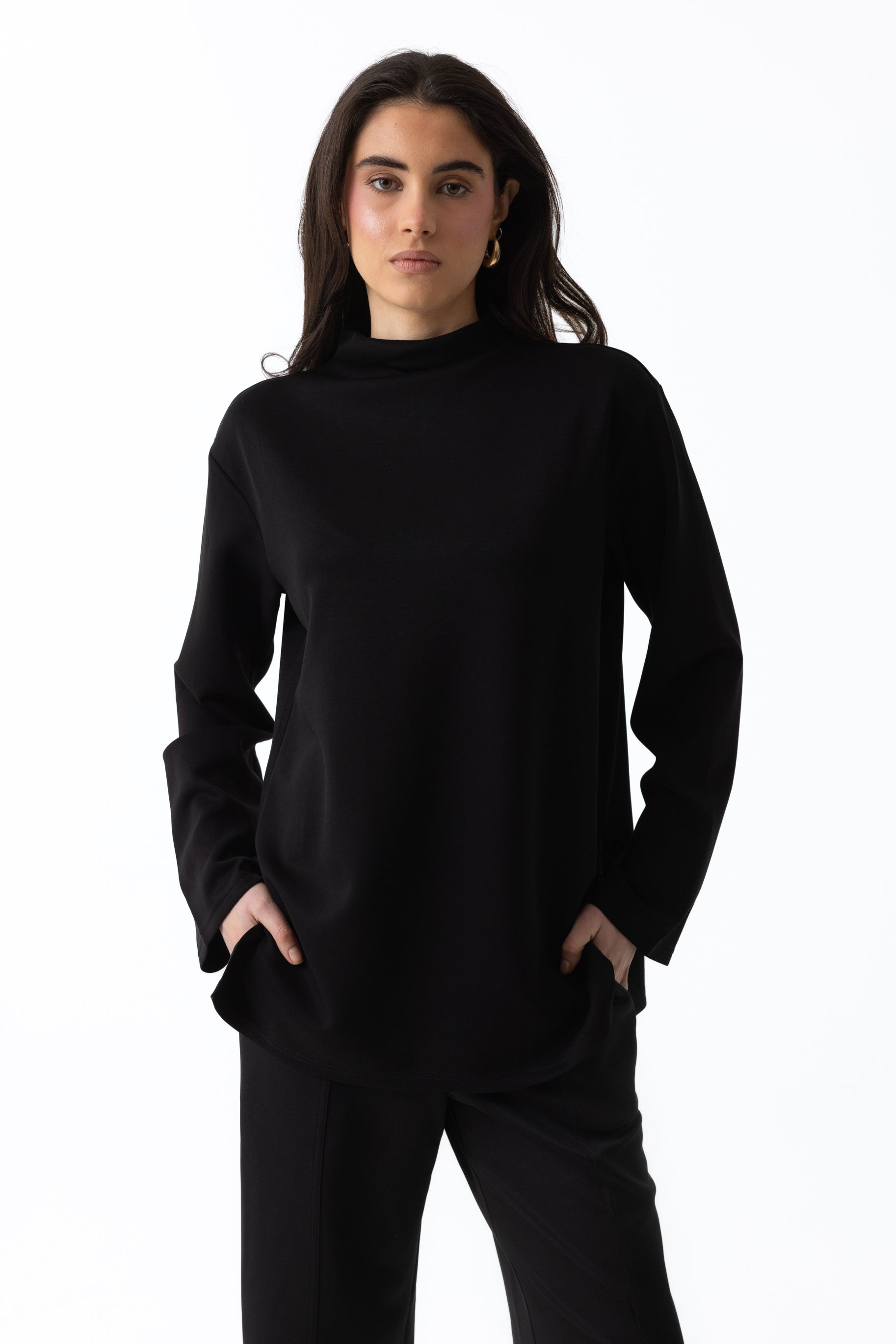 Comfort High Neck Top - Black