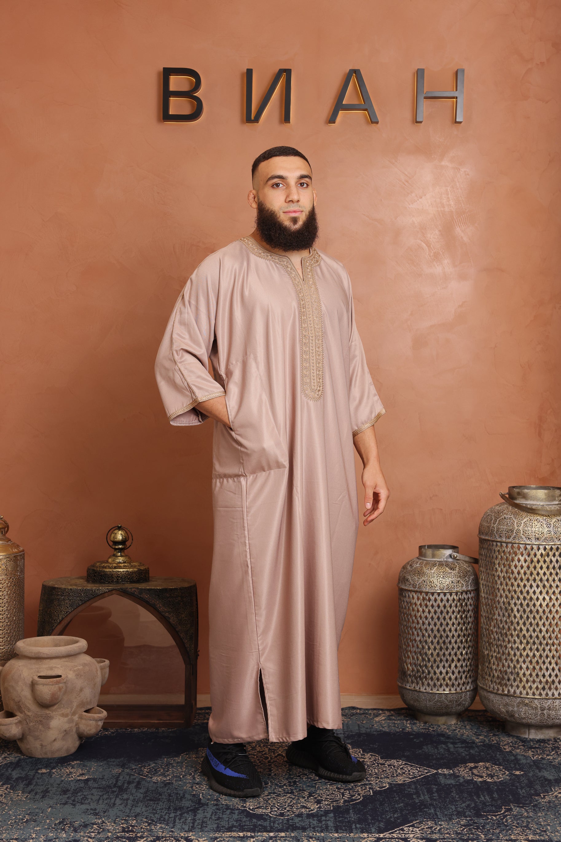 Gabardine Moroccan Thobe - 2 Beige