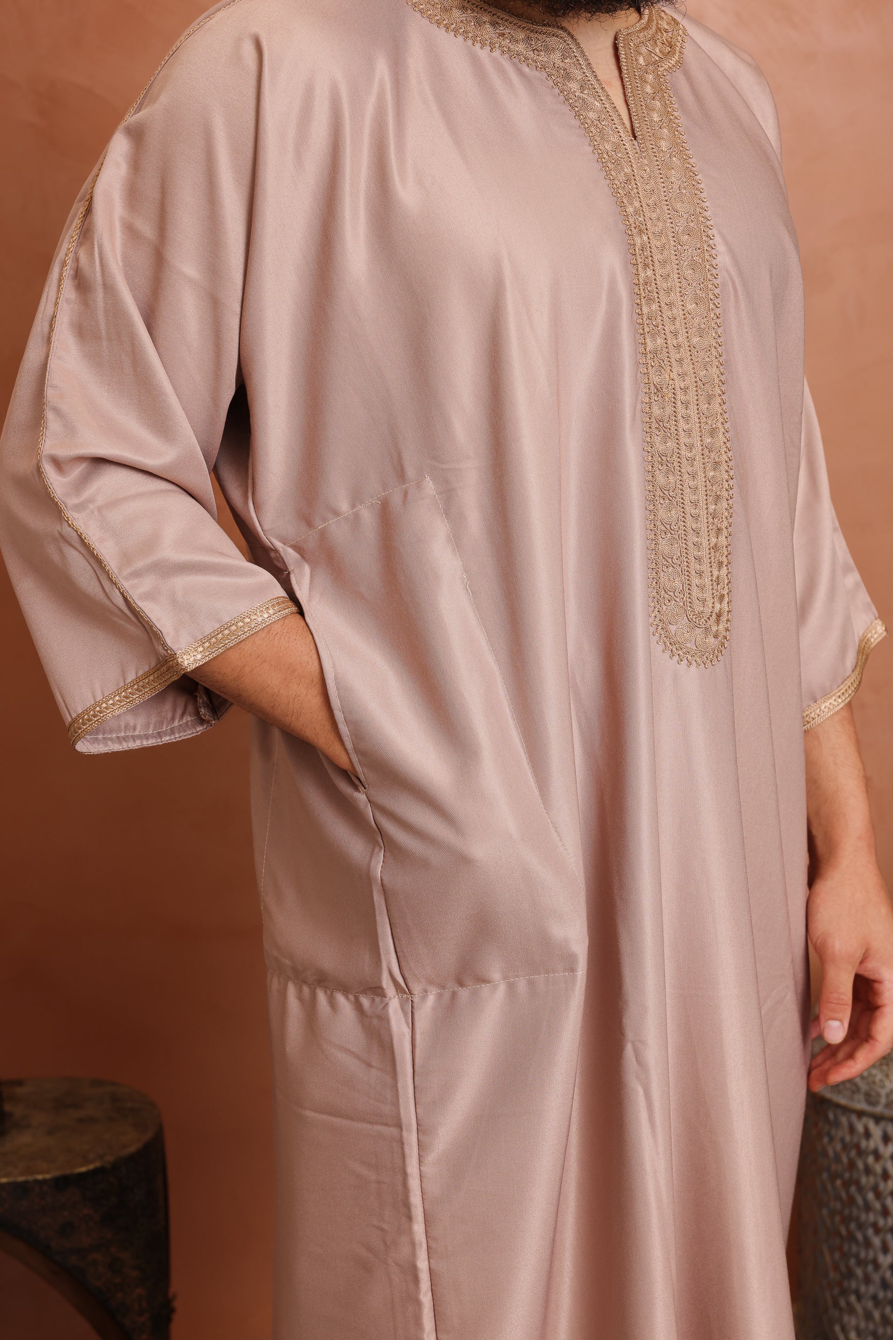 Gabardine Moroccan Thobe - 2 Beige