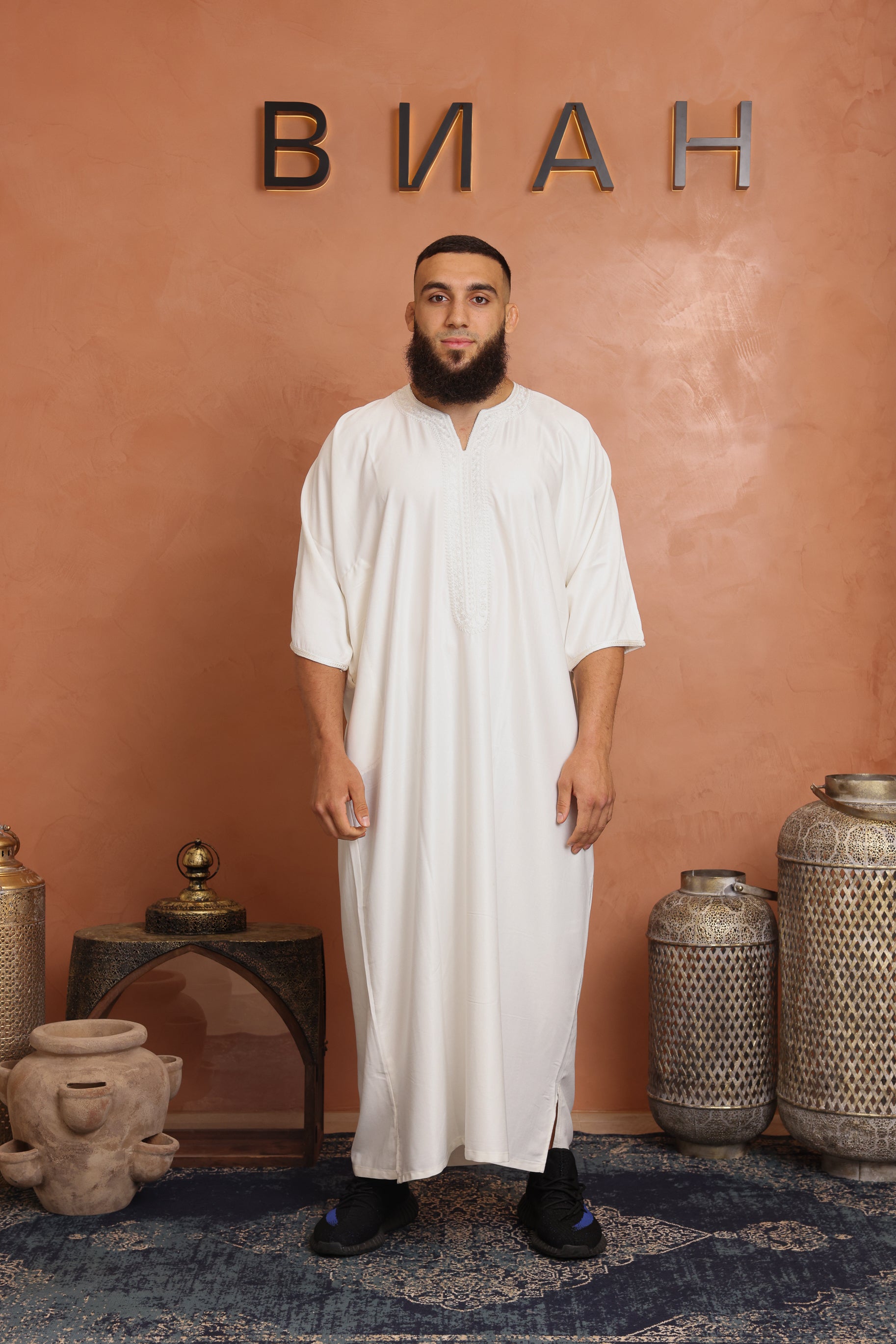 Gabardine Moroccan Thobe - Off White