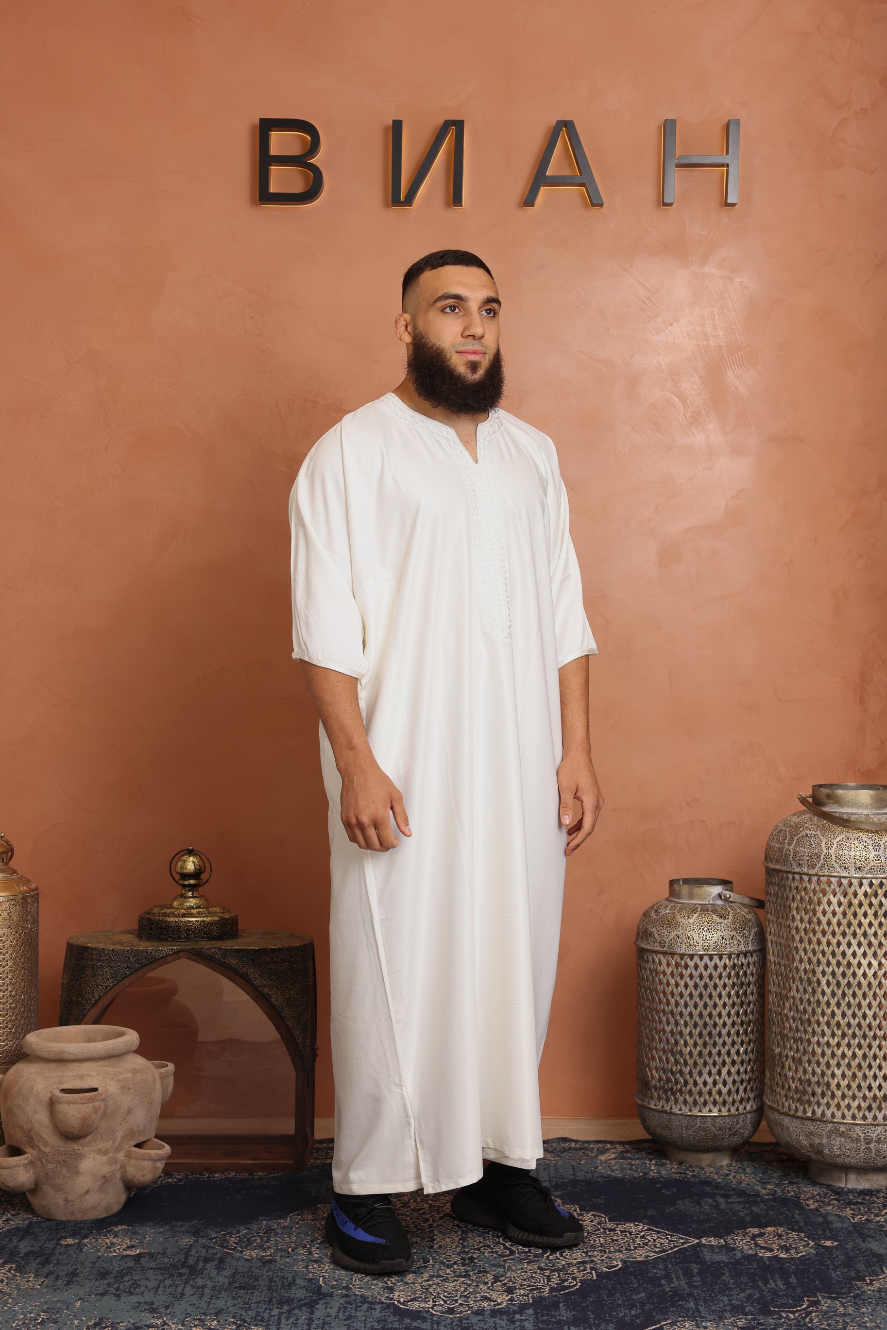 Gabardine Moroccan Thobe - Off White