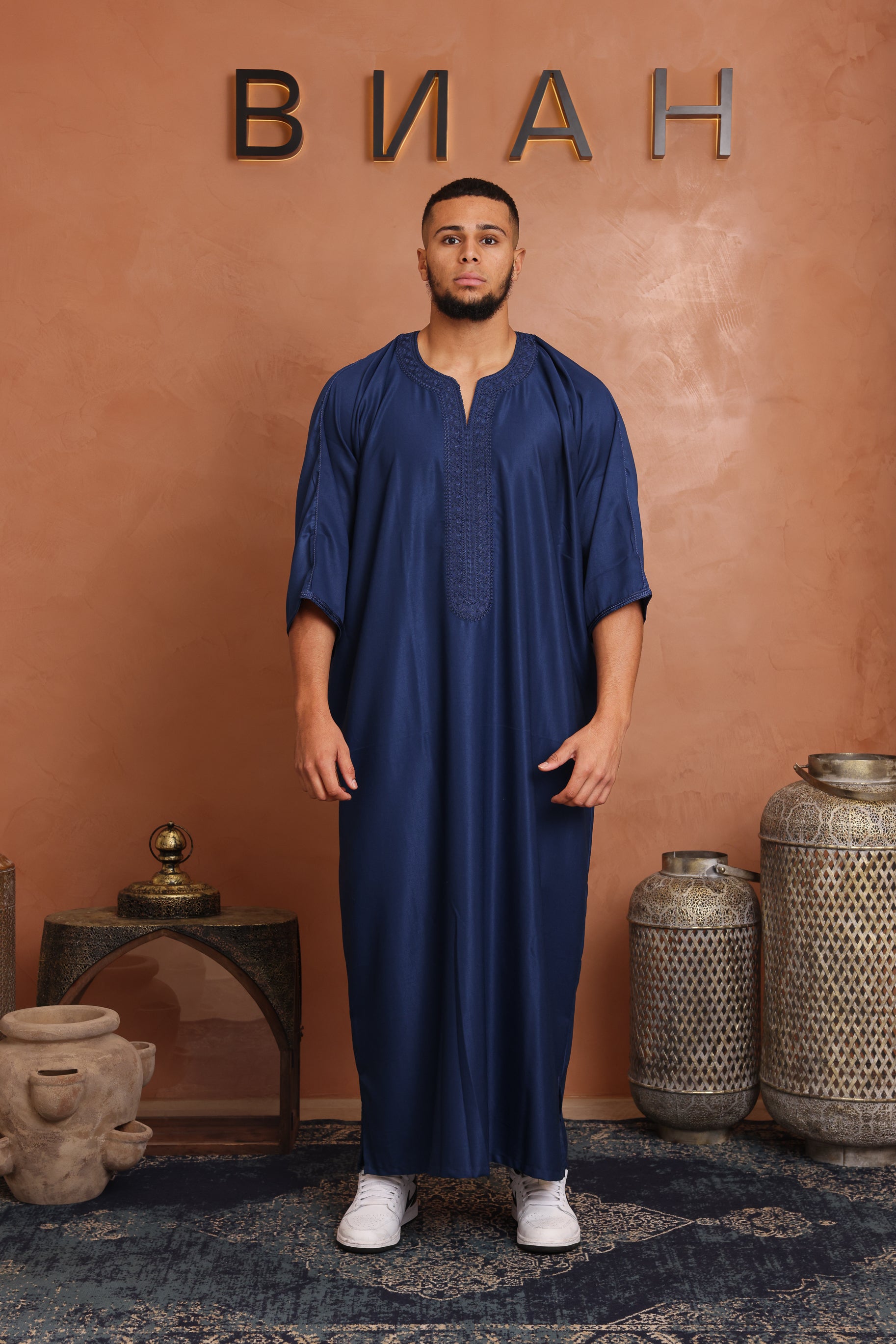 Gabardine Moroccan Thobe - 16 Blue