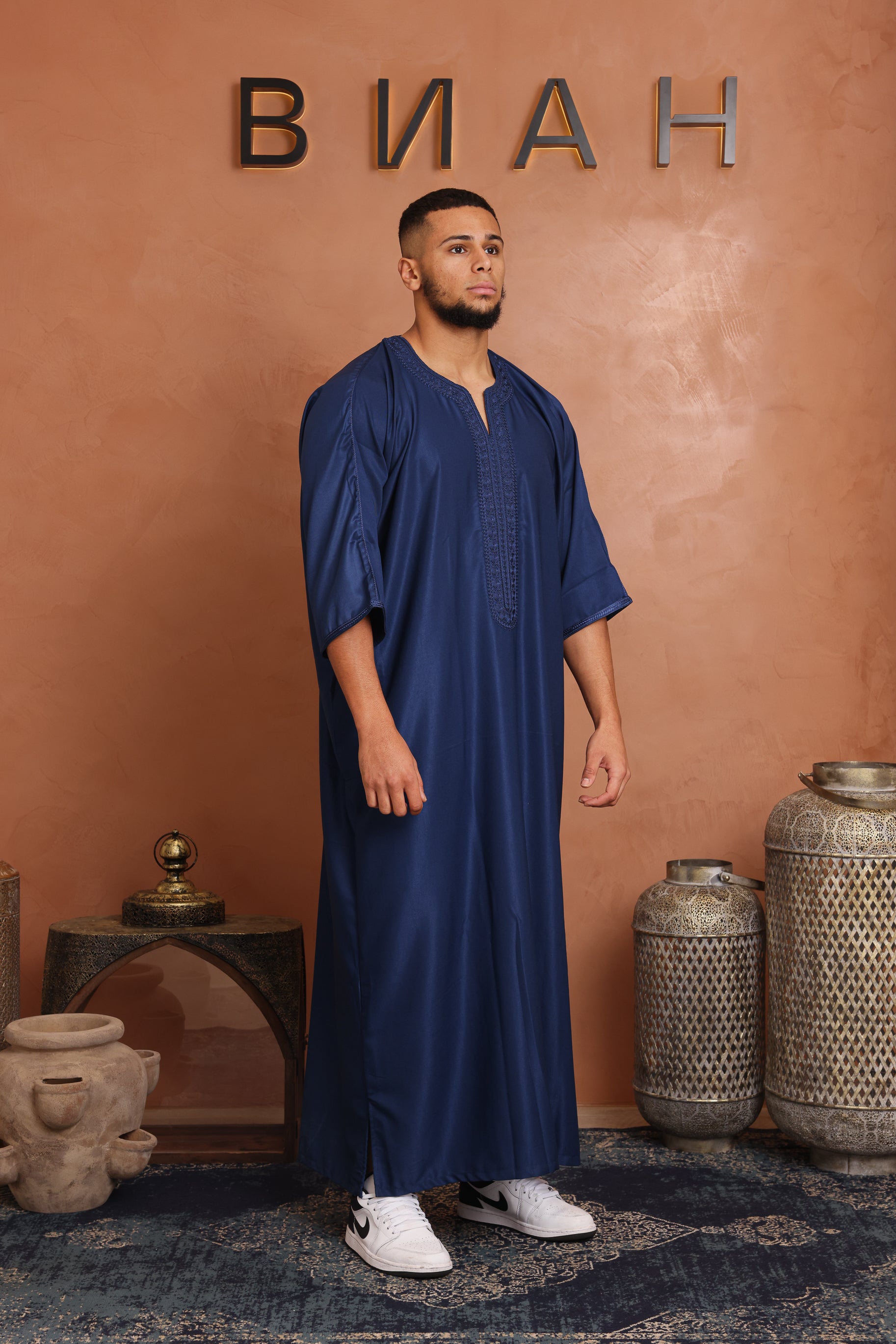 Gabardine Moroccan Thobe - 16 Blue