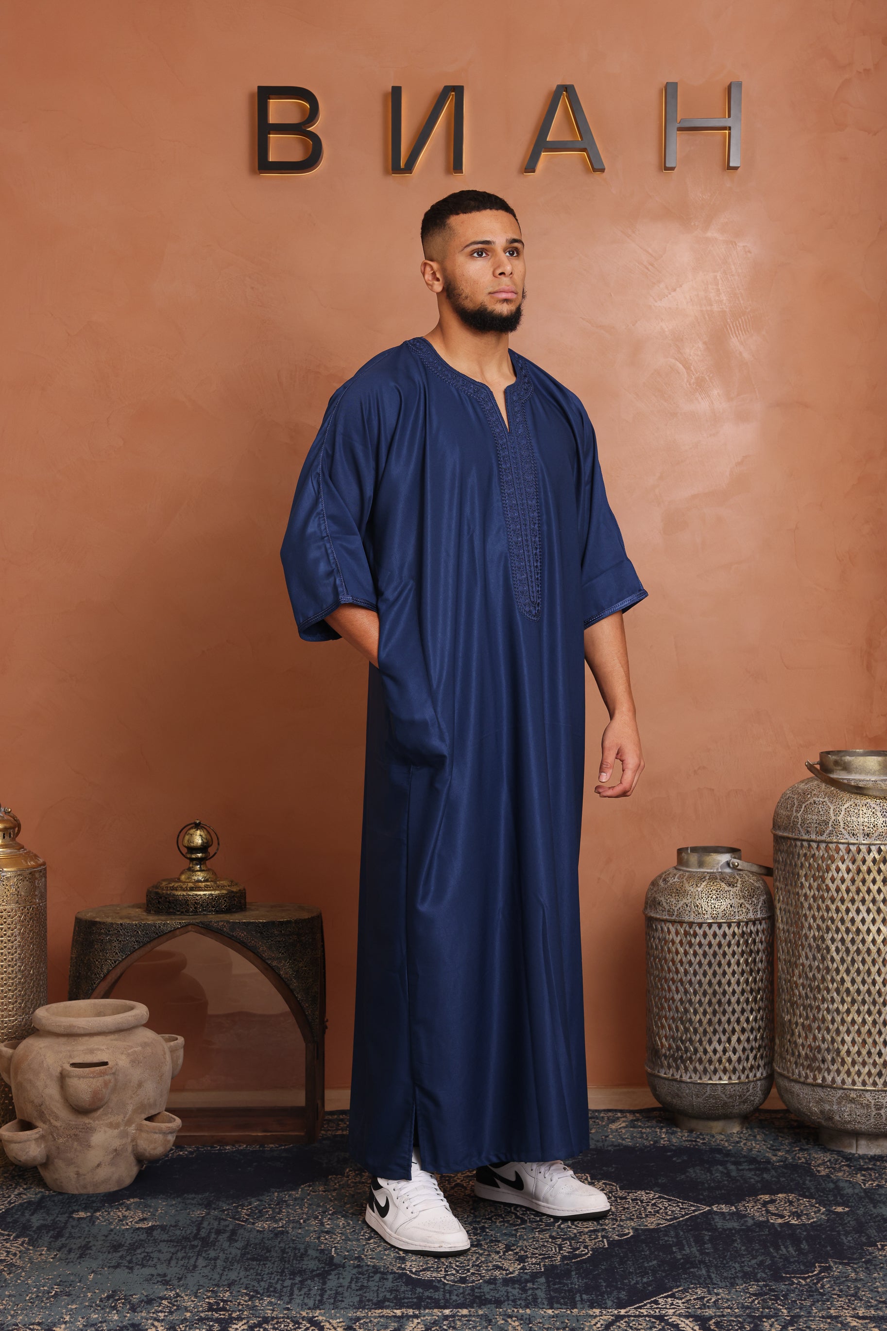 Gabardine Moroccan Thobe - 16 Blue