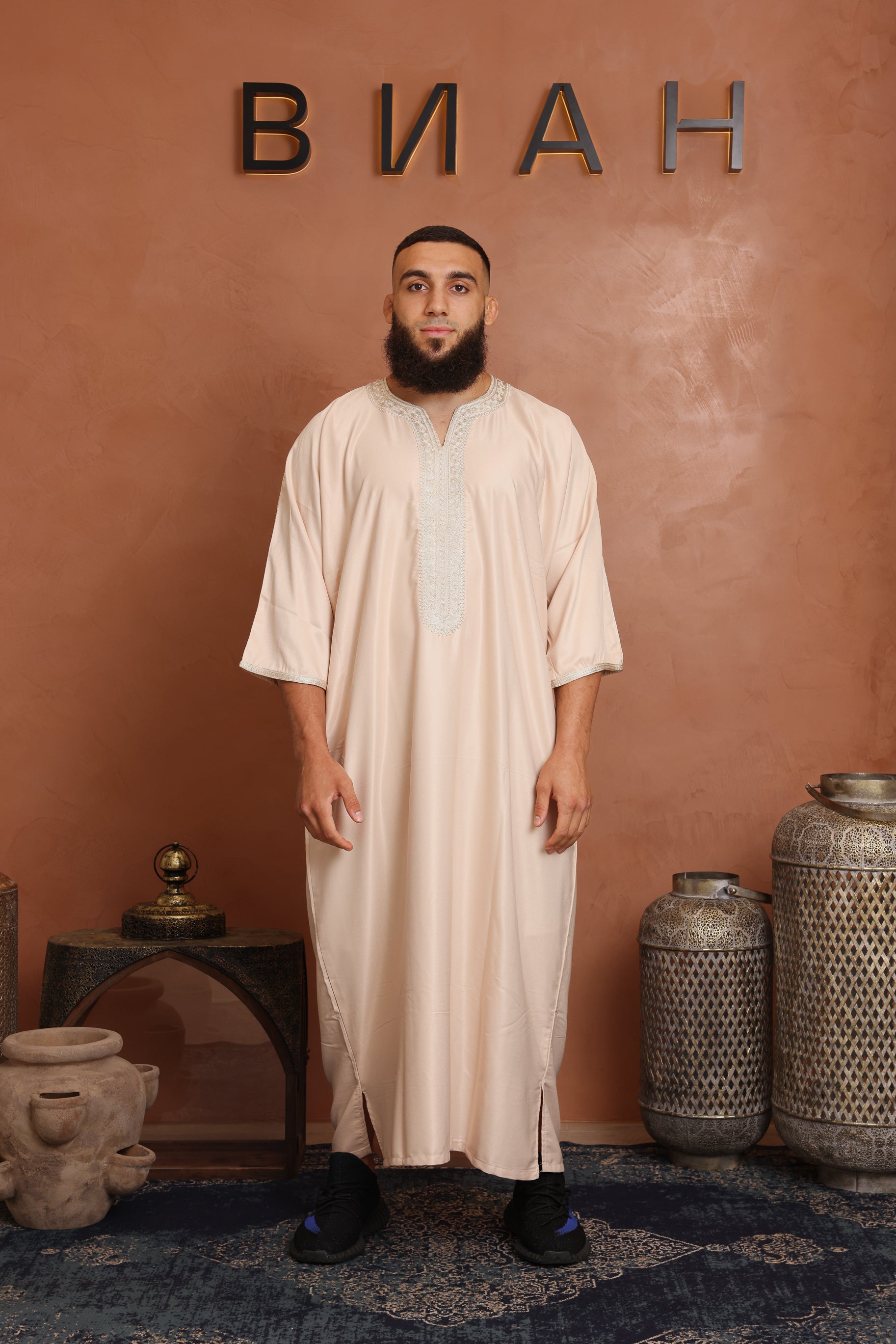 Gabardine Moroccan Thobe - 3 Nude