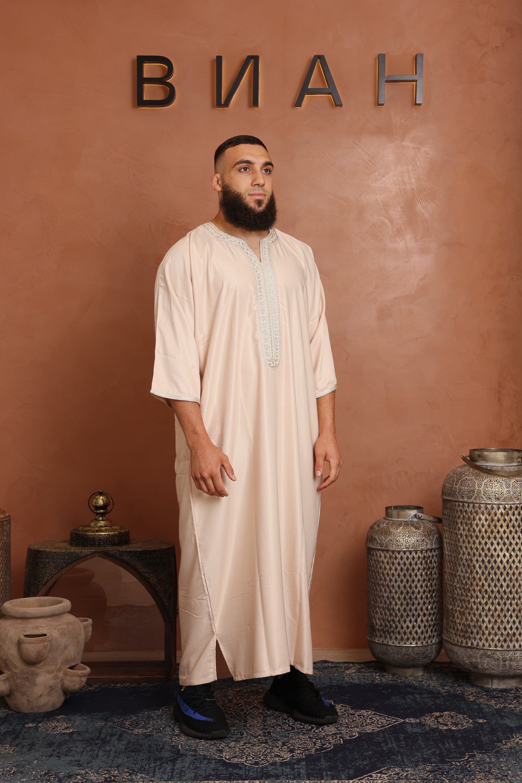 Gabardine Moroccan Thobe - 3 Nude