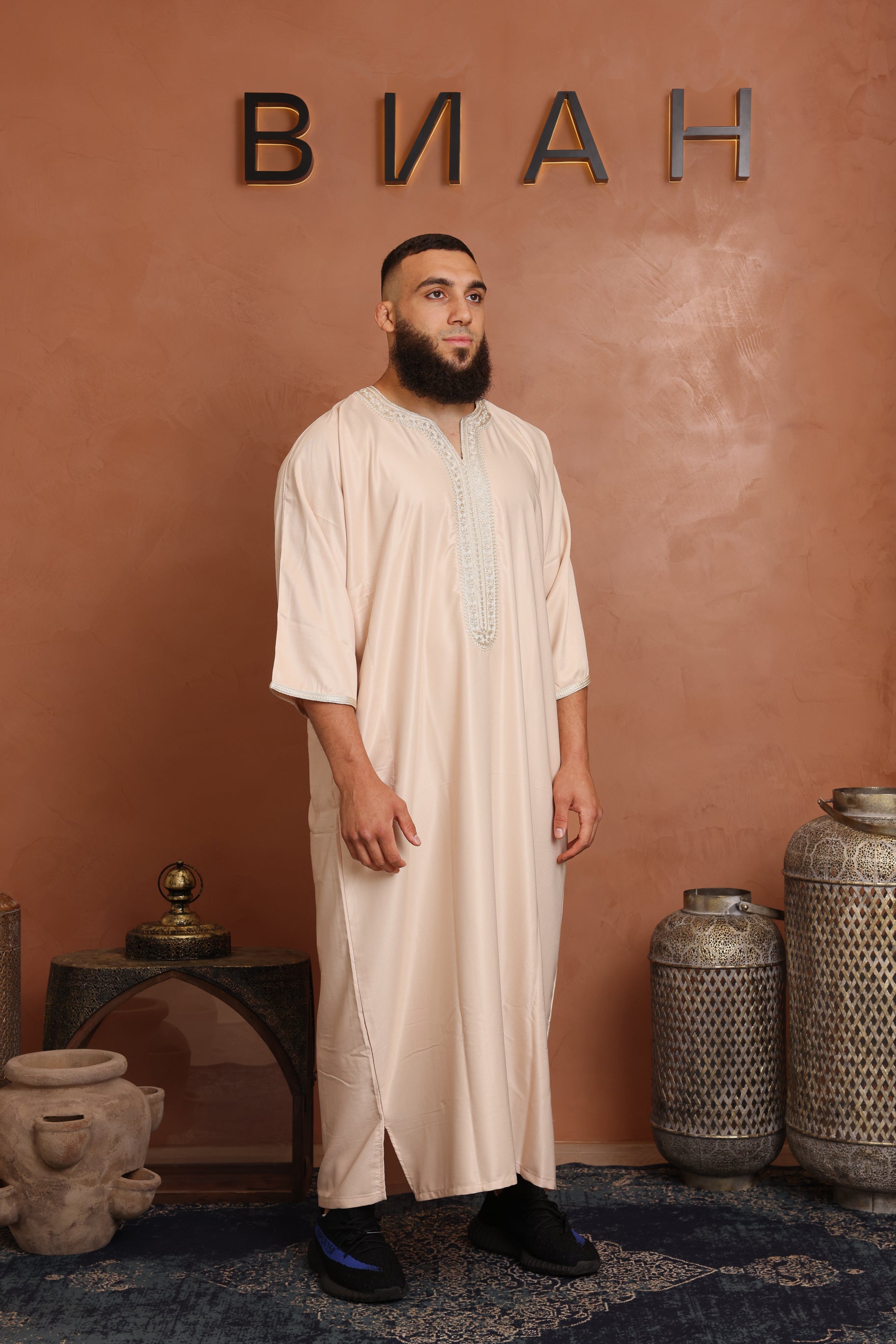 Gabardine Moroccan Thobe - 3 Nude