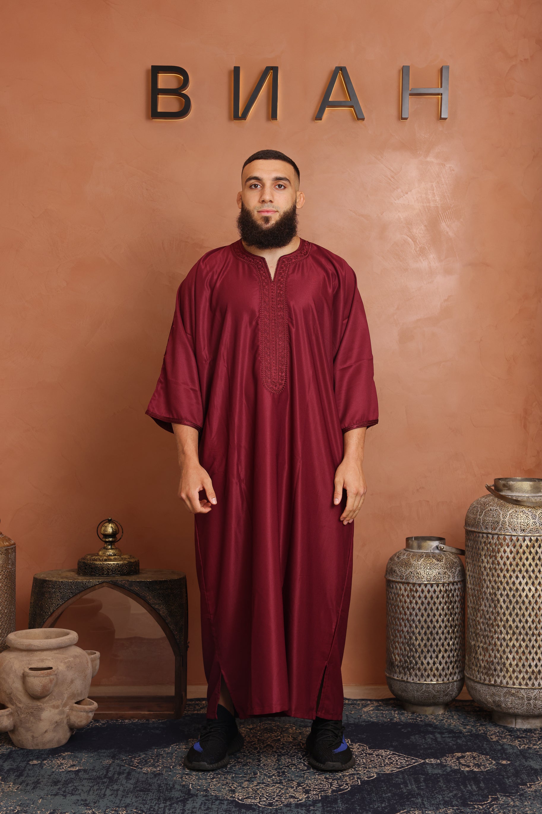 Gabardine Moroccan Thobe - 15 Maroon