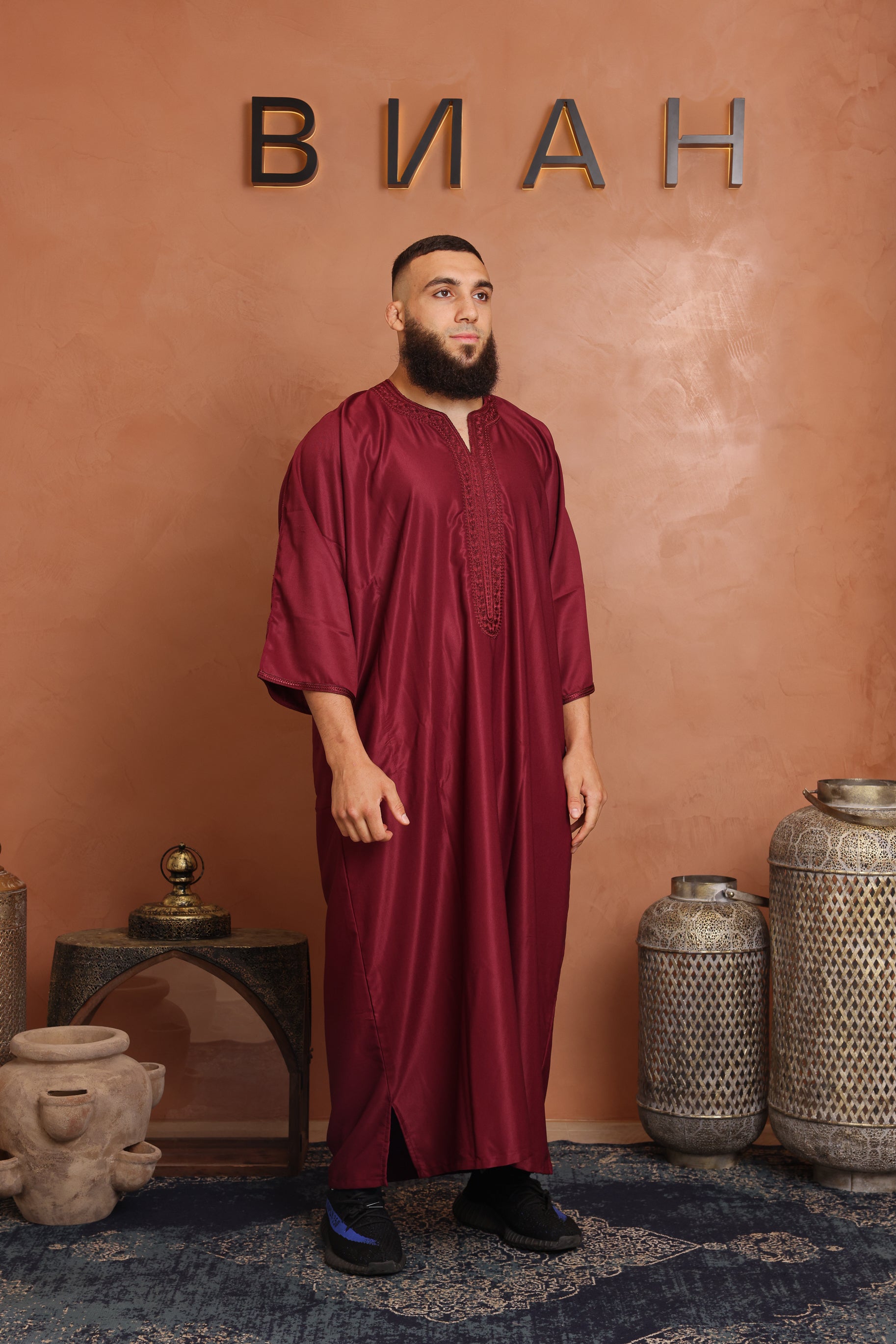 Gabardine Moroccan Thobe - 15 Maroon