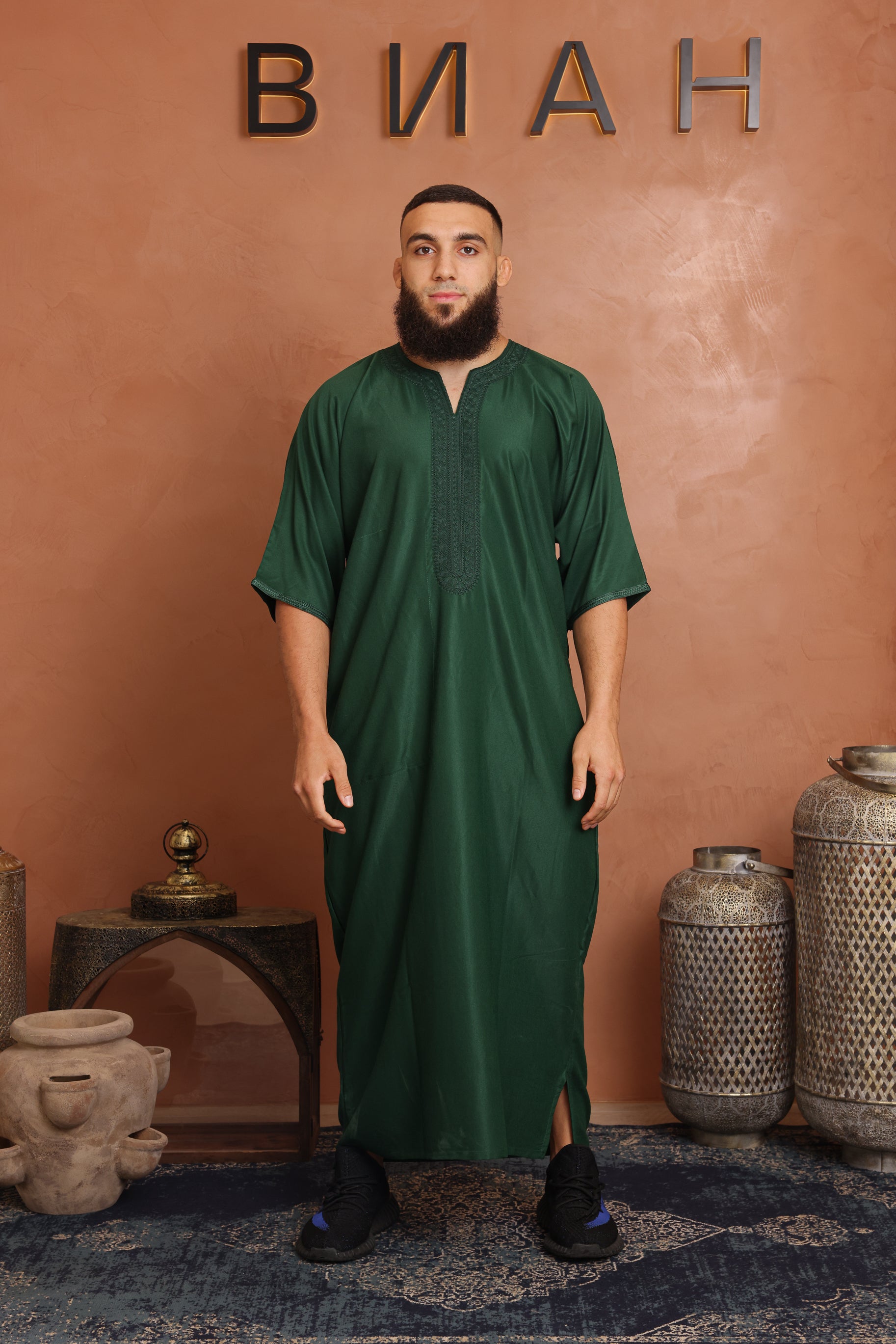 Gabardine Moroccan Thobe - 10 Emerald Green