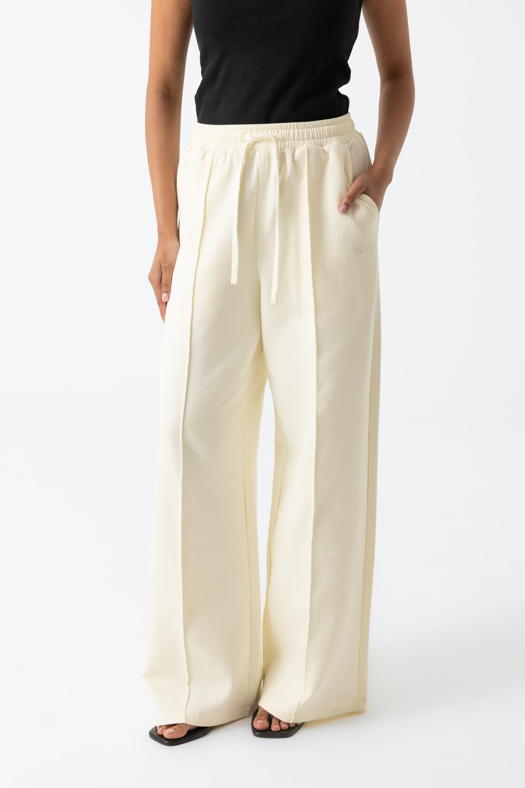 Refined Cotton Track Pants - Ivory