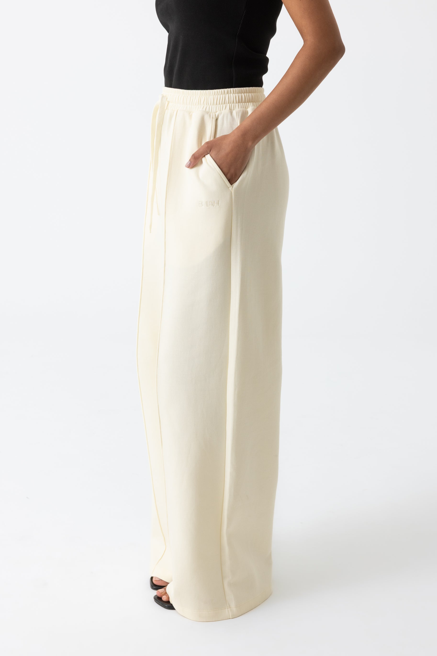 Refined Cotton Track Pants - Ivory