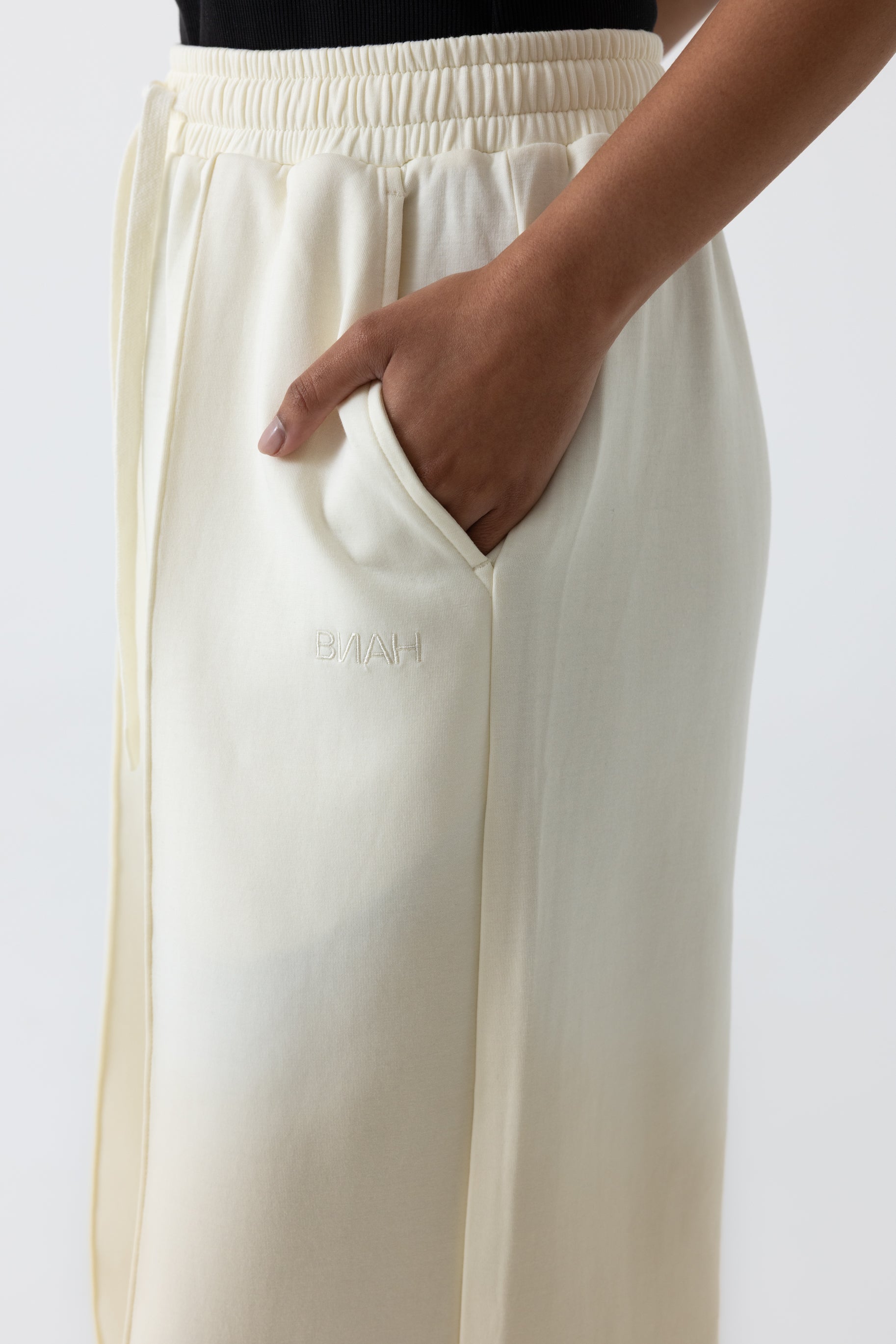 Refined Cotton Track Pants - Ivory
