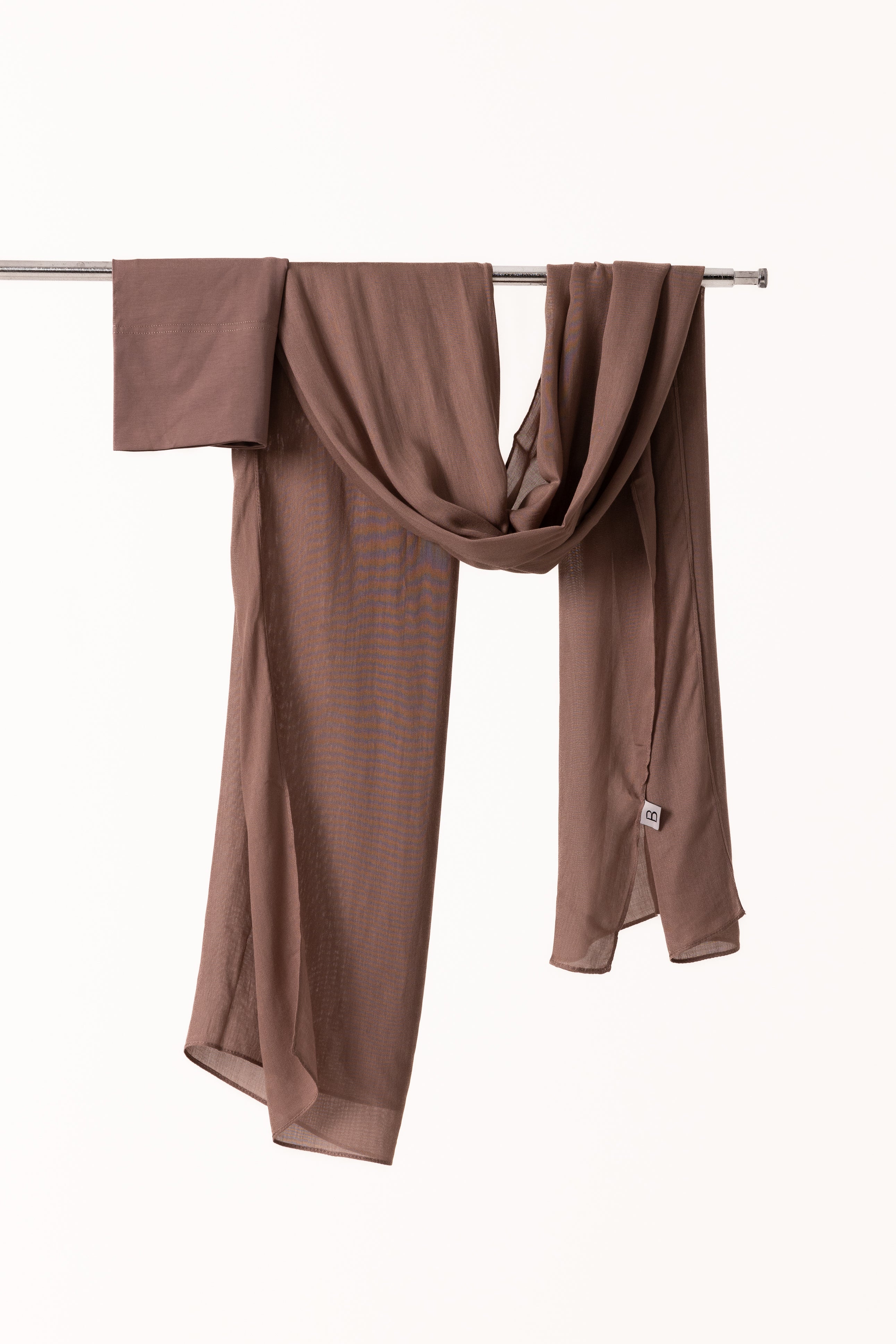 Single Stitched Modal Hijab Set - Dark Taupe