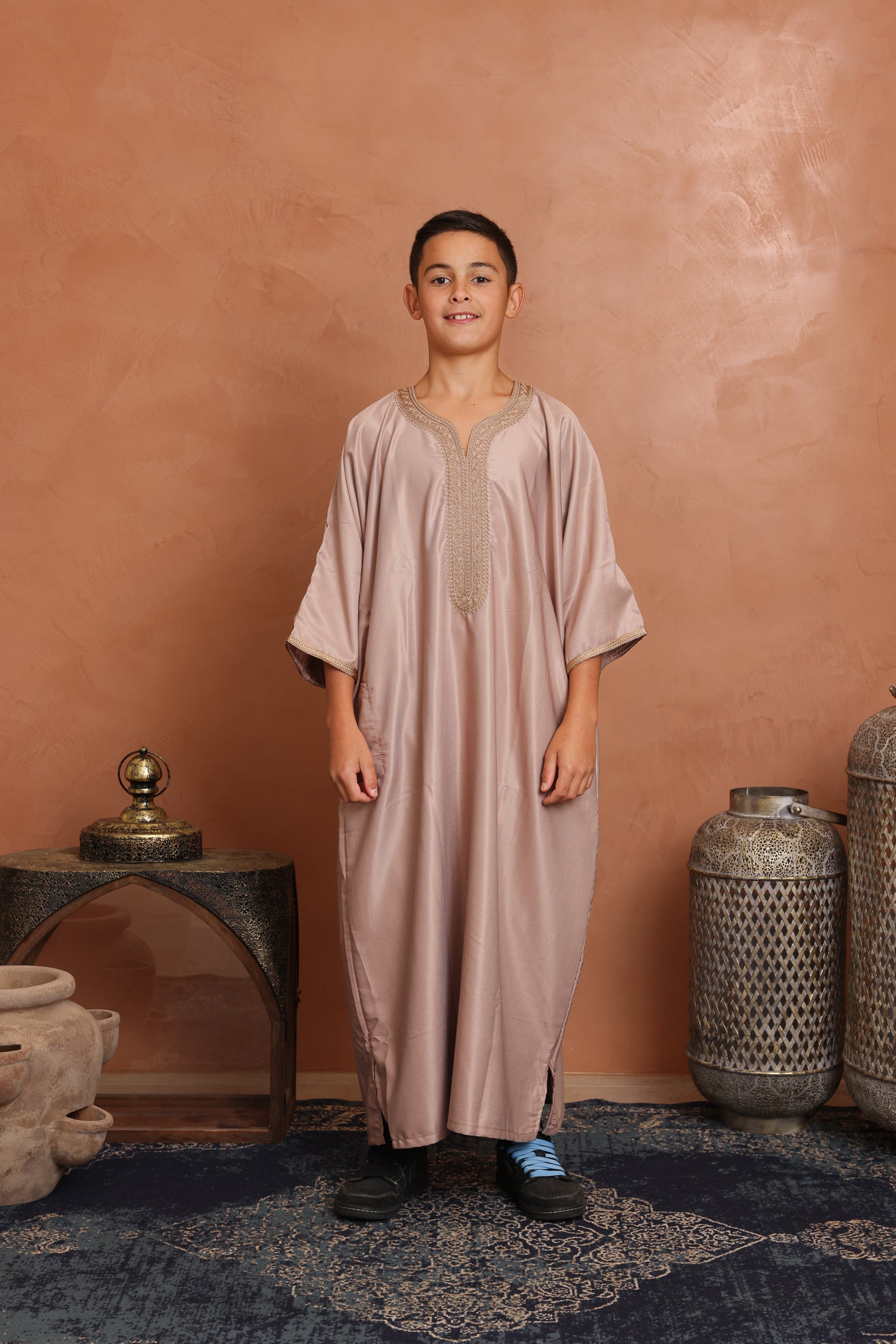 Kids Gabardine Moroccan Thobe - 2 Beige