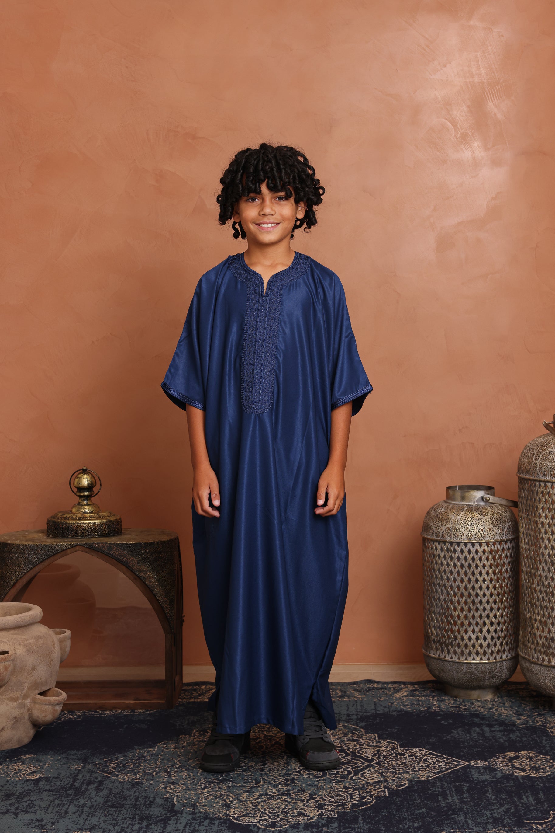 Kids Gabardine Moroccan Thobe - 16 Blue