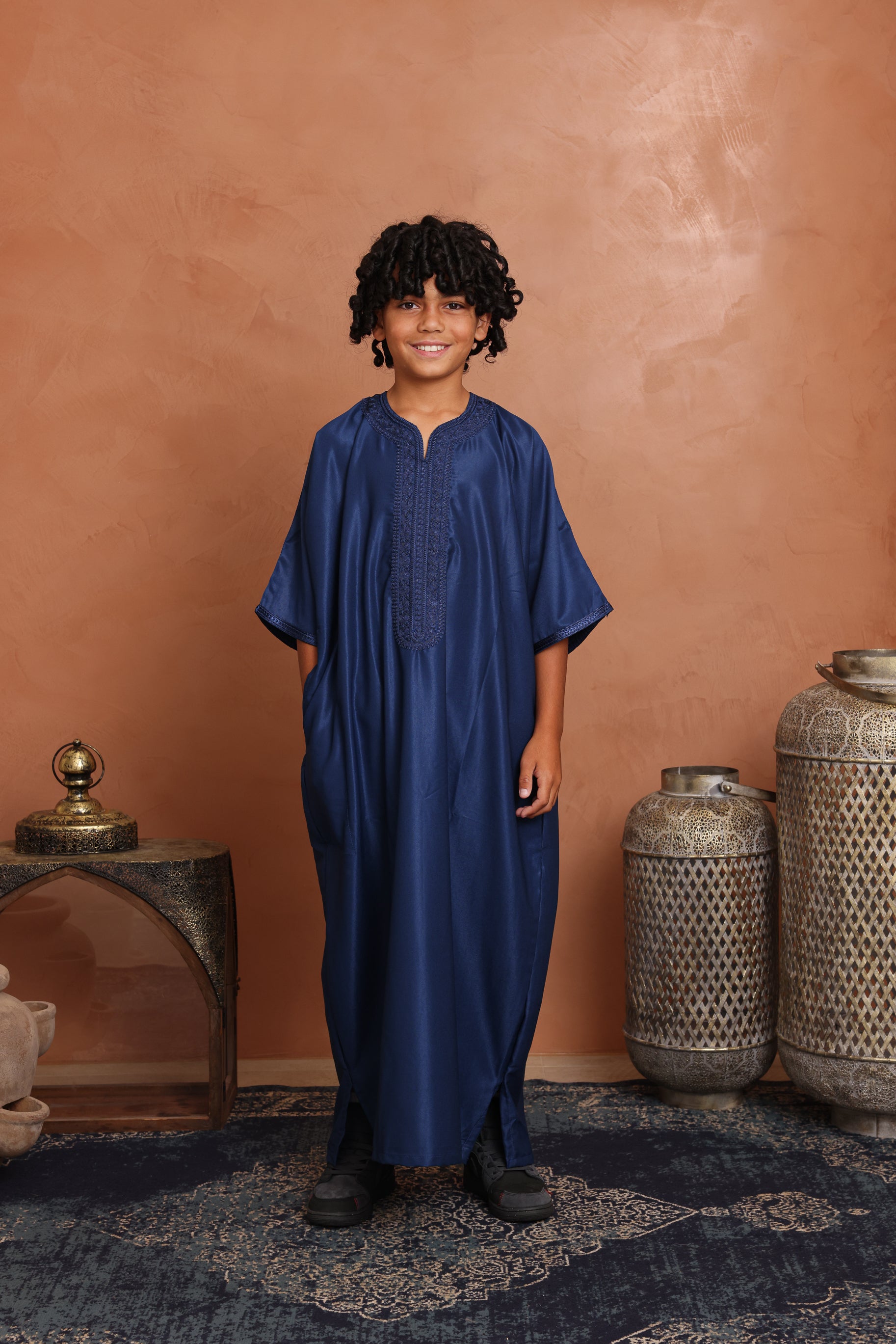 Kids Gabardine Moroccan Thobe - 16 Blue