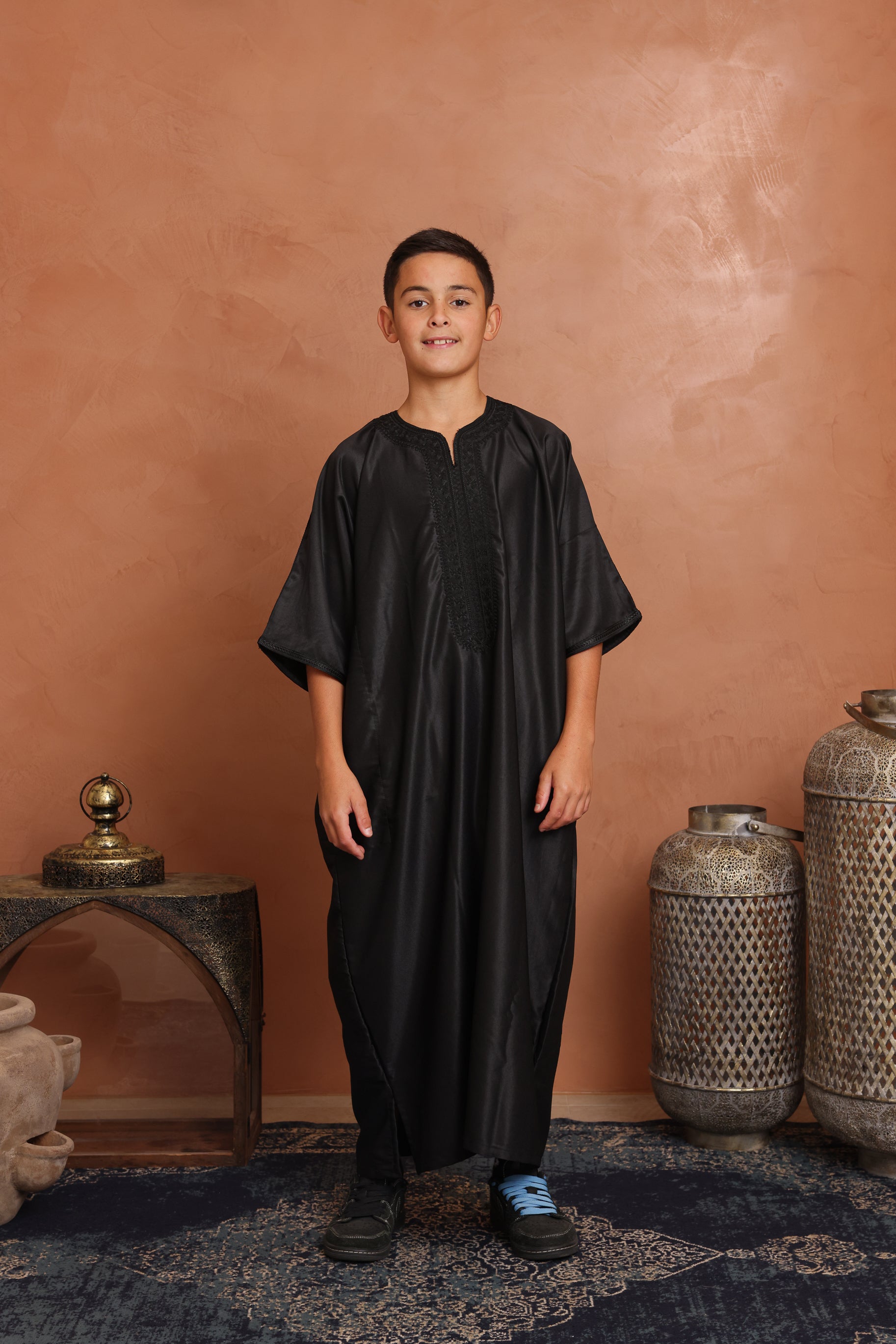 Kids Gabardine Moroccan Thobe - 13 Black