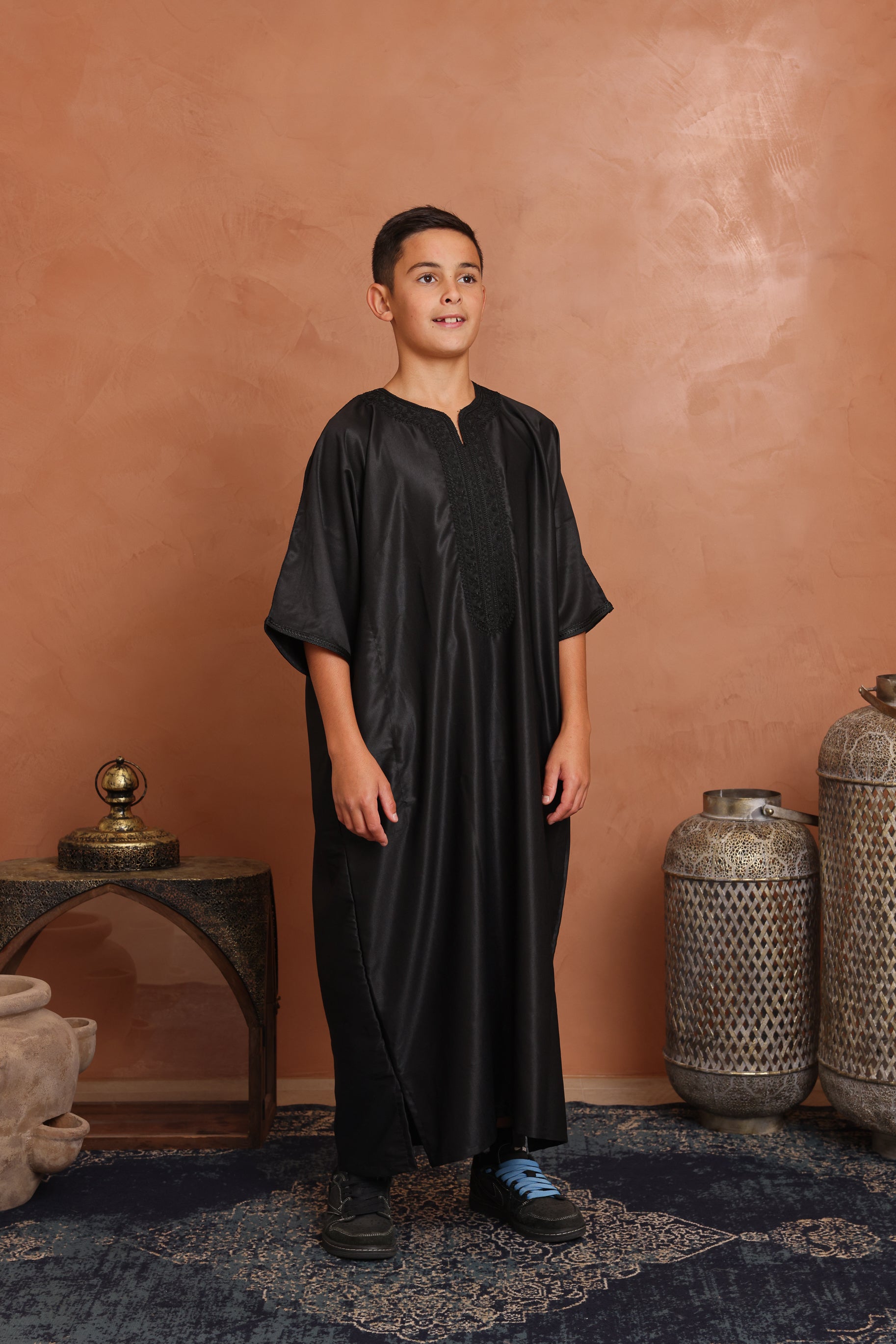 Kids Gabardine Moroccan Thobe - 13 Black