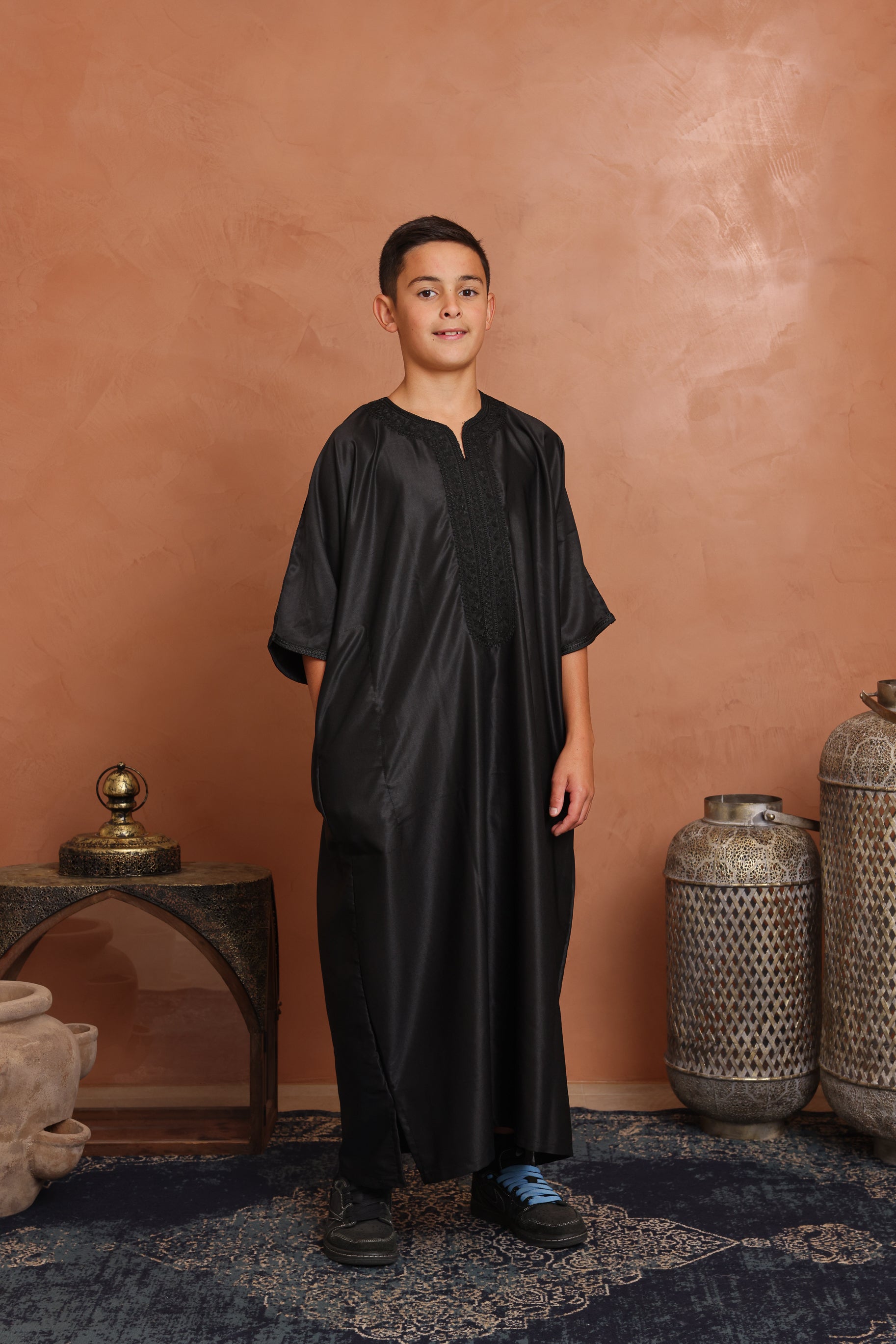 Kids Gabardine Moroccan Thobe - 13 Black