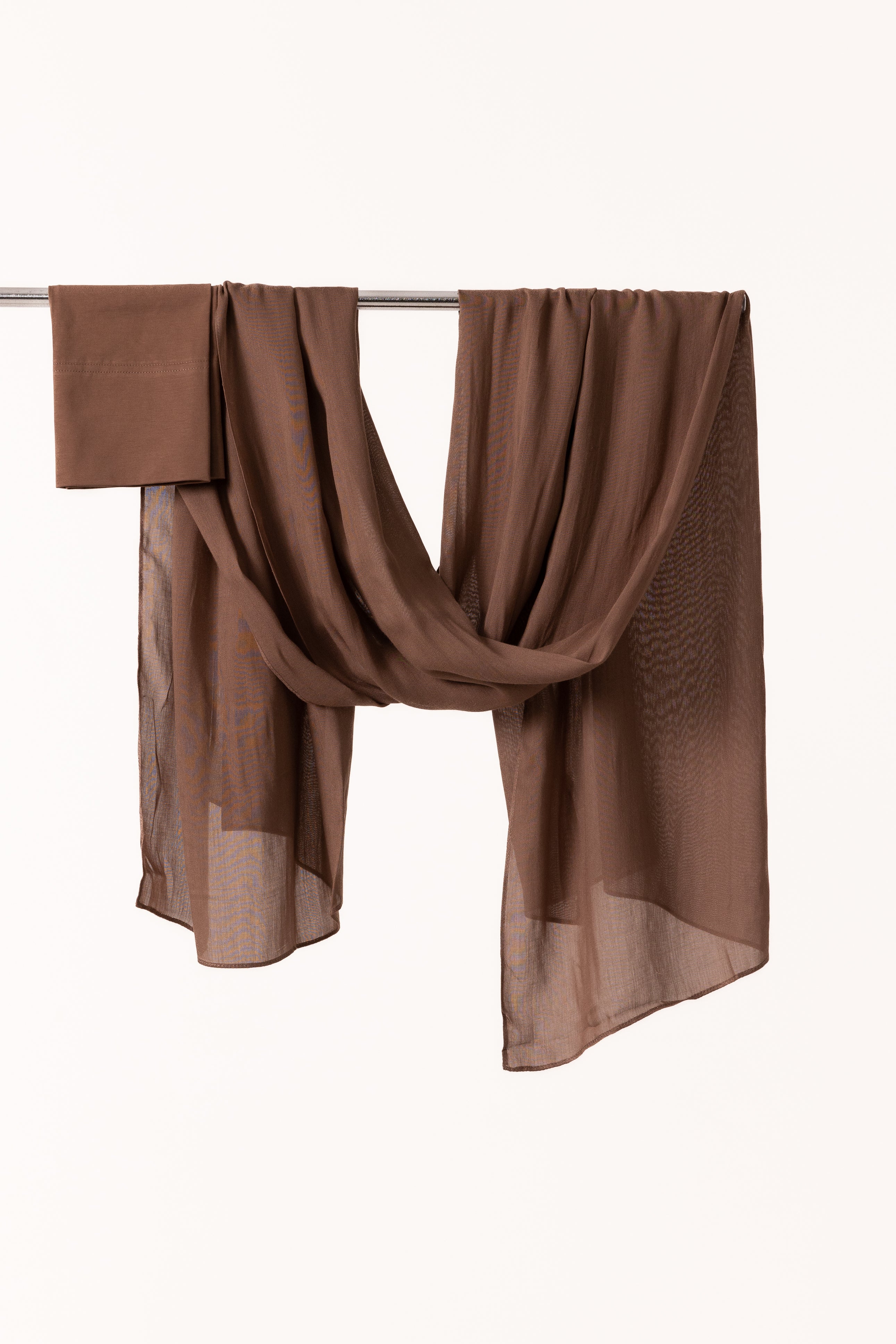 Single Stitched Modal Hijab Set - Brown Taupe