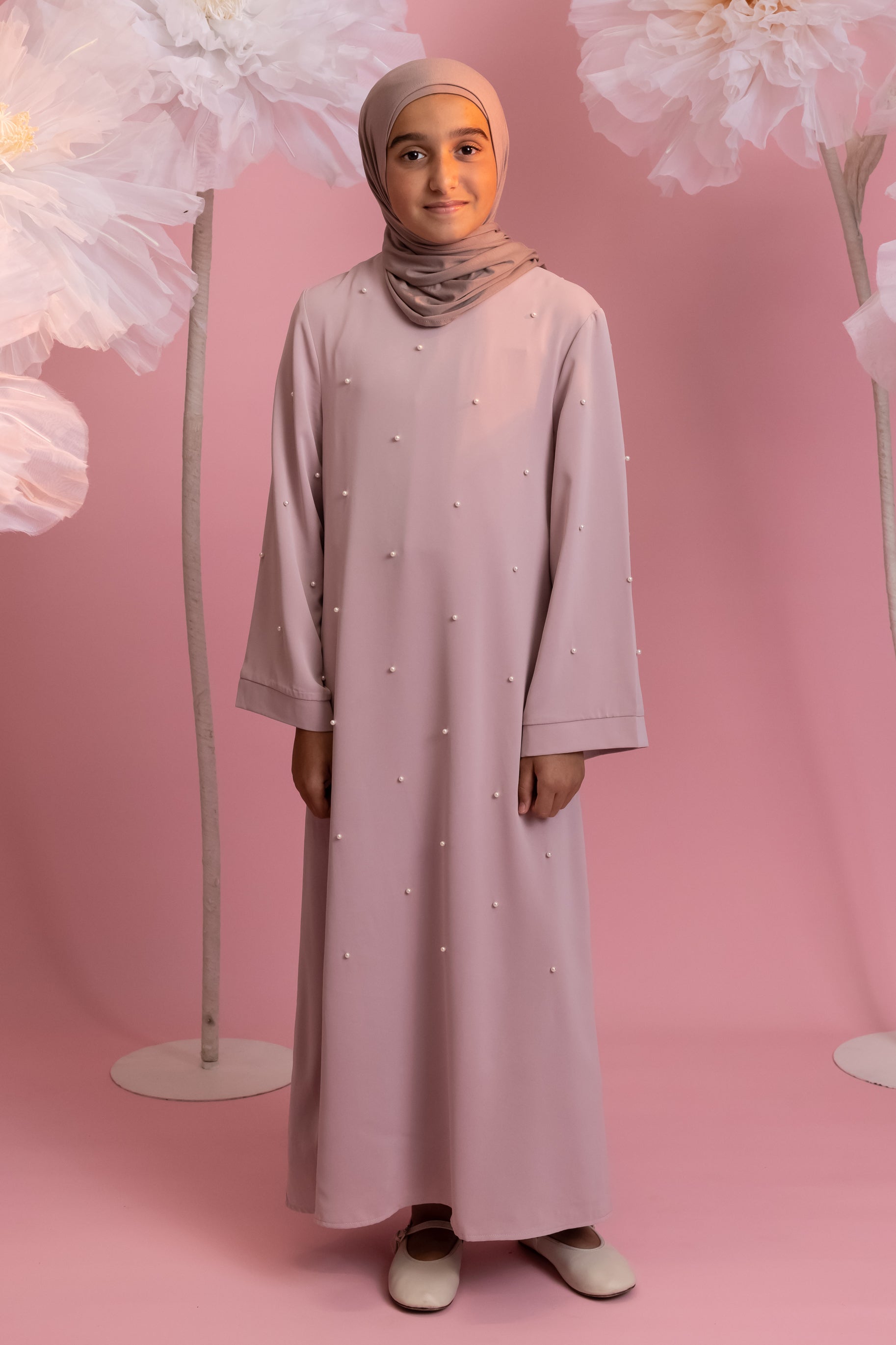 Mini Pearl Abaya - Dusty Pink