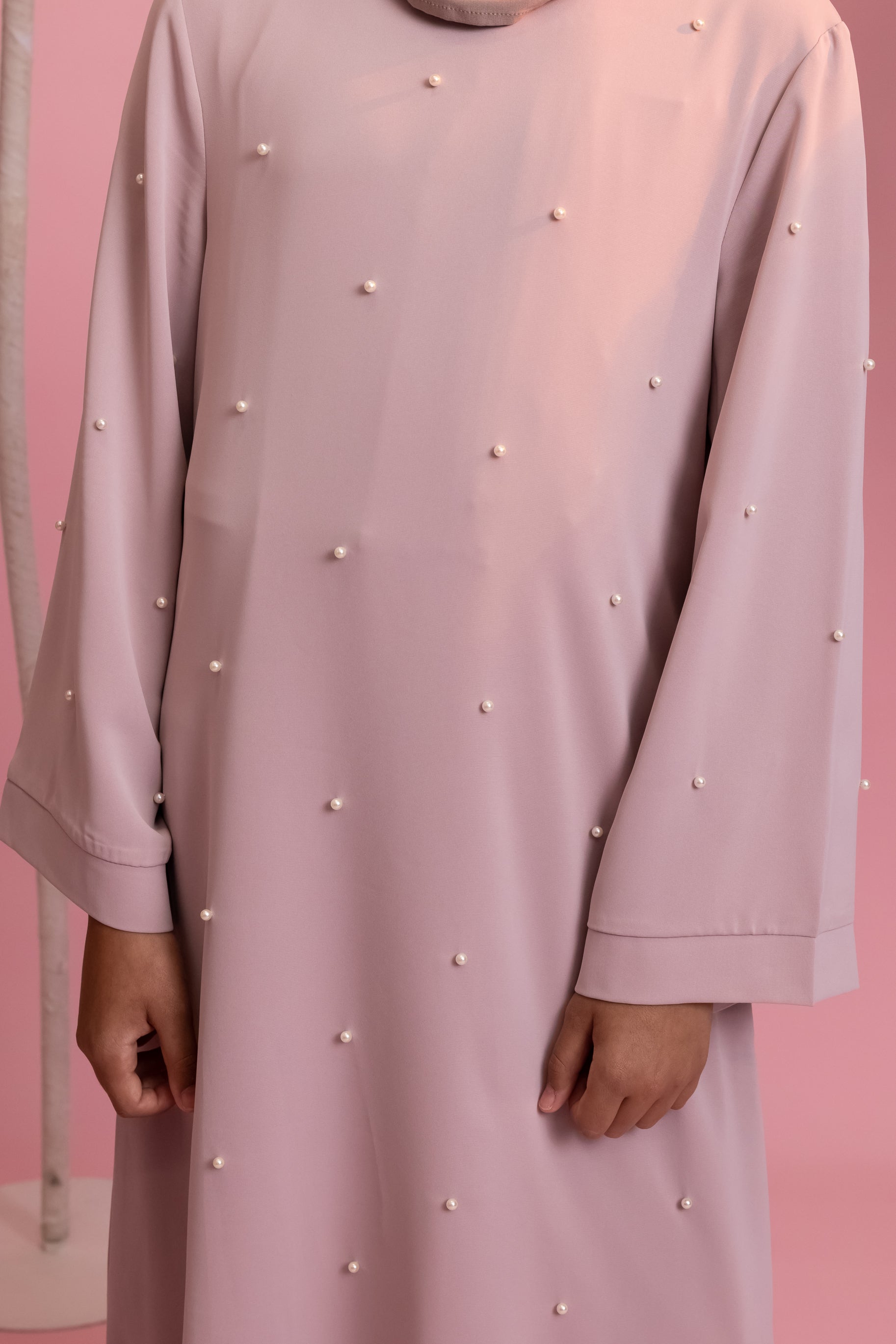 Mini Pearl Abaya - Dusty Pink