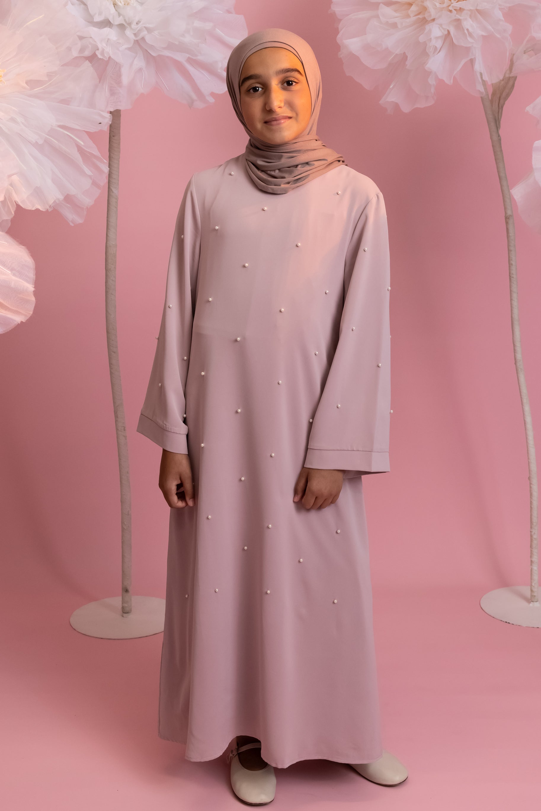 Mini Pearl Abaya - Dusty Pink