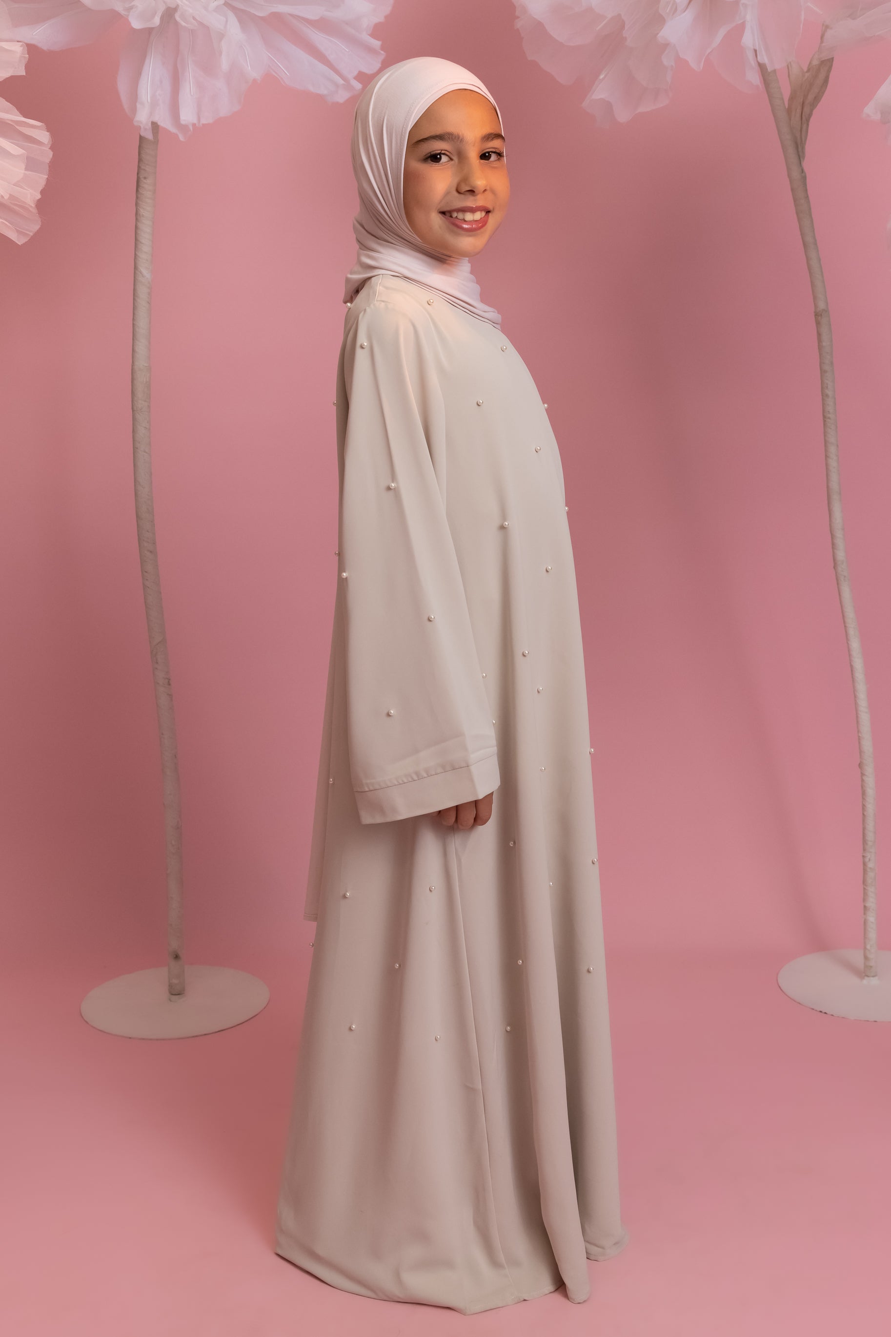 Mini Pearl Abaya - Stone