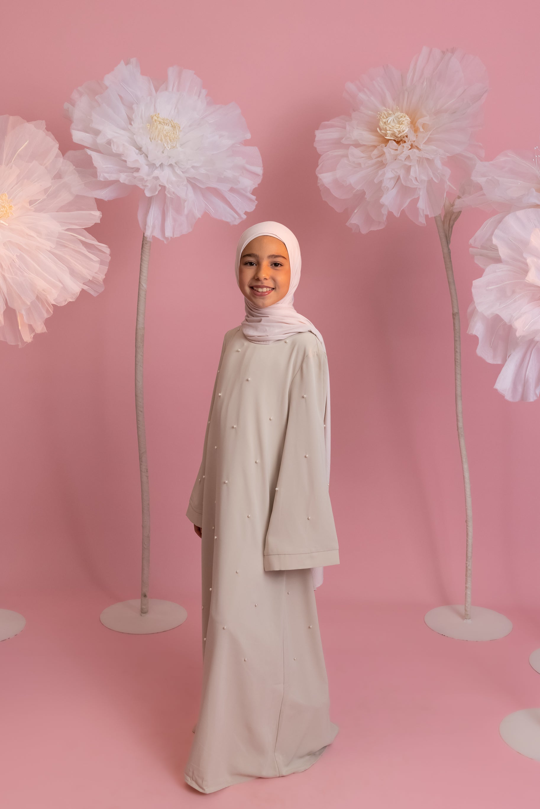 Mini Pearl Abaya - Stone