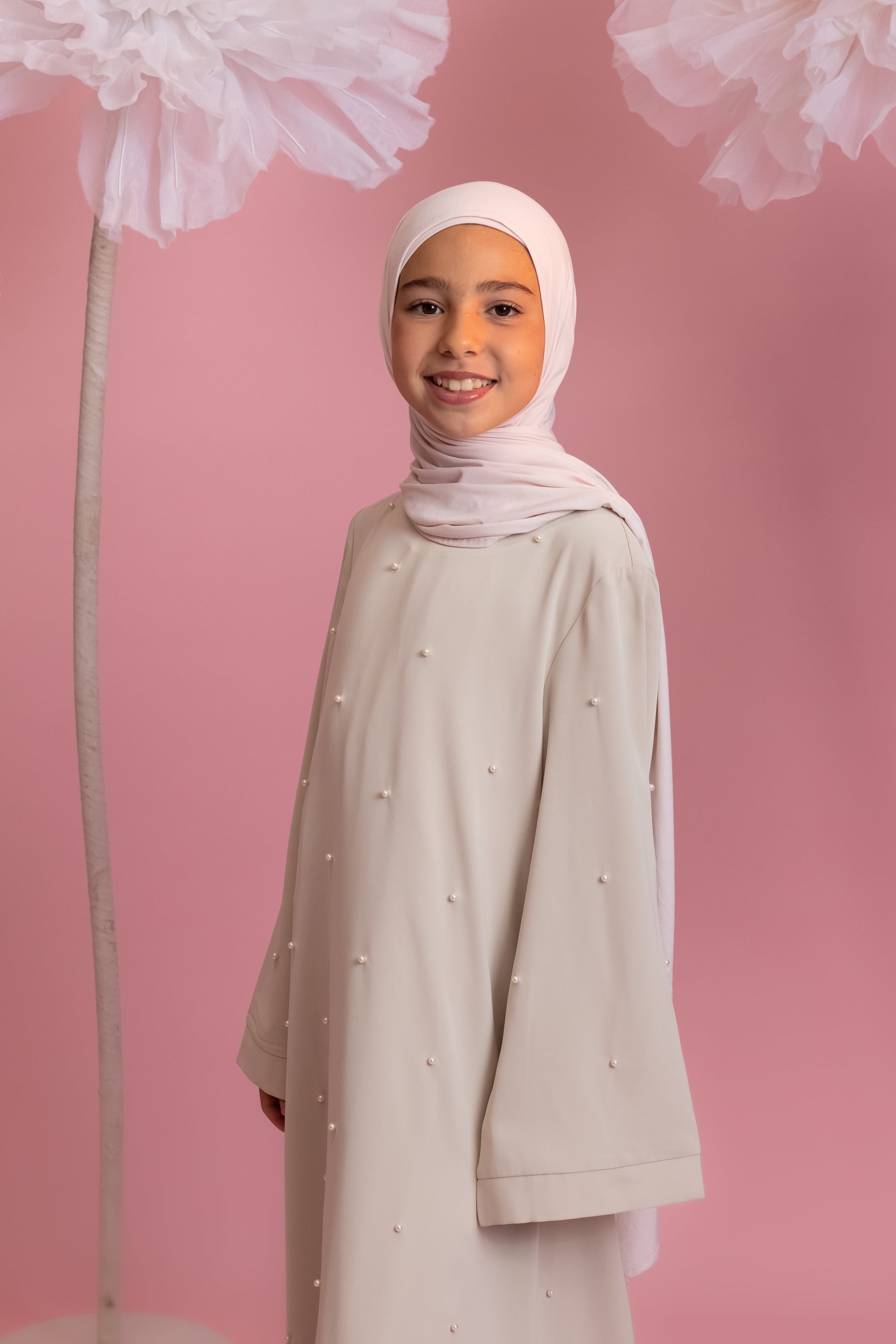 Mini Pearl Abaya - Stone