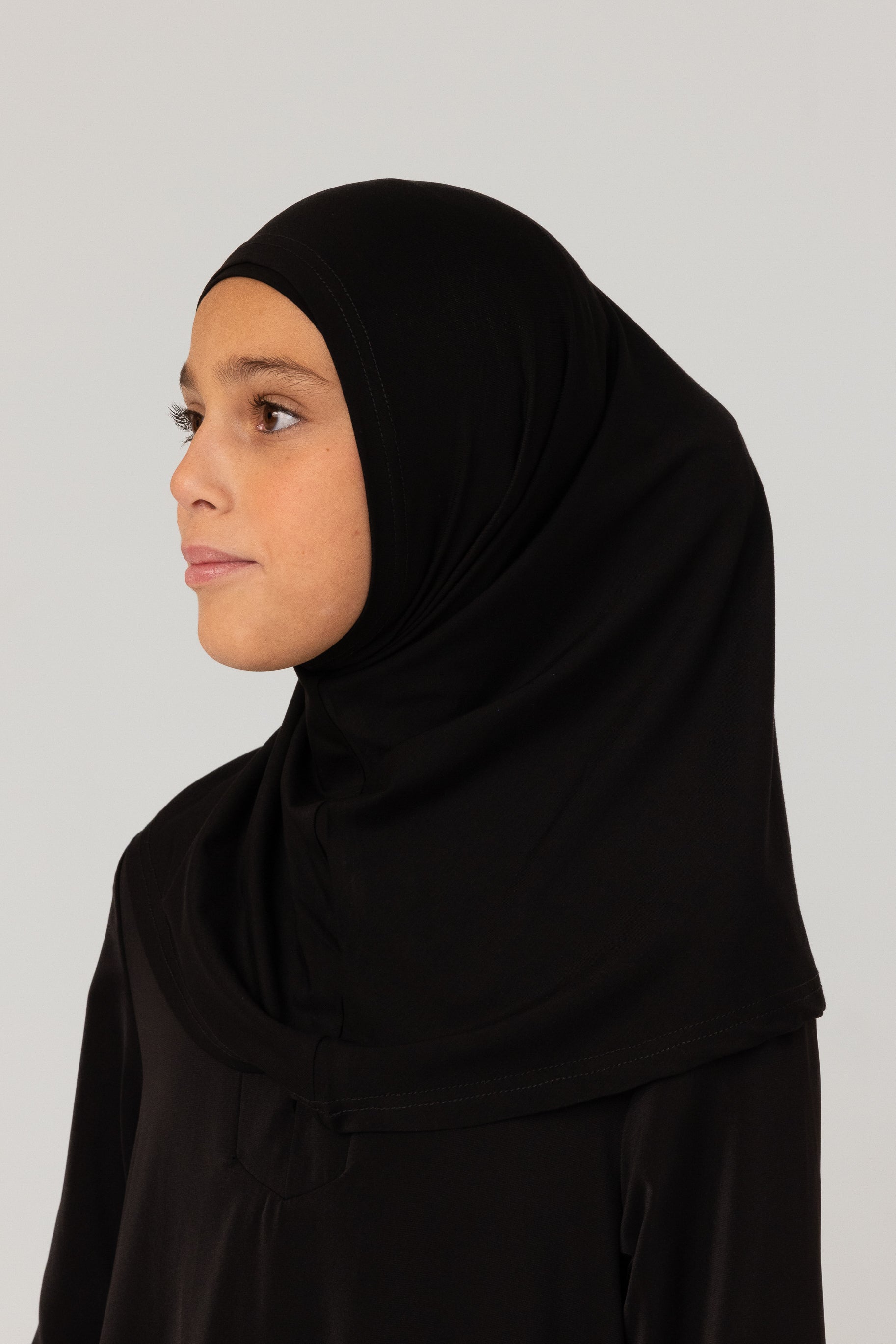 Girls 2pc Jersey Hijab - Black